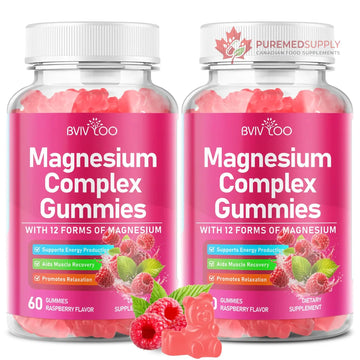 2 Pack Magnesium Complex Gummies – with 12 Forms of Magnesium Plus Vitamins B6, B12 & C. Vegan Strawberry Gummies to Support Mood, for Adults, 120 Count BVIVLOO buy supplements canada