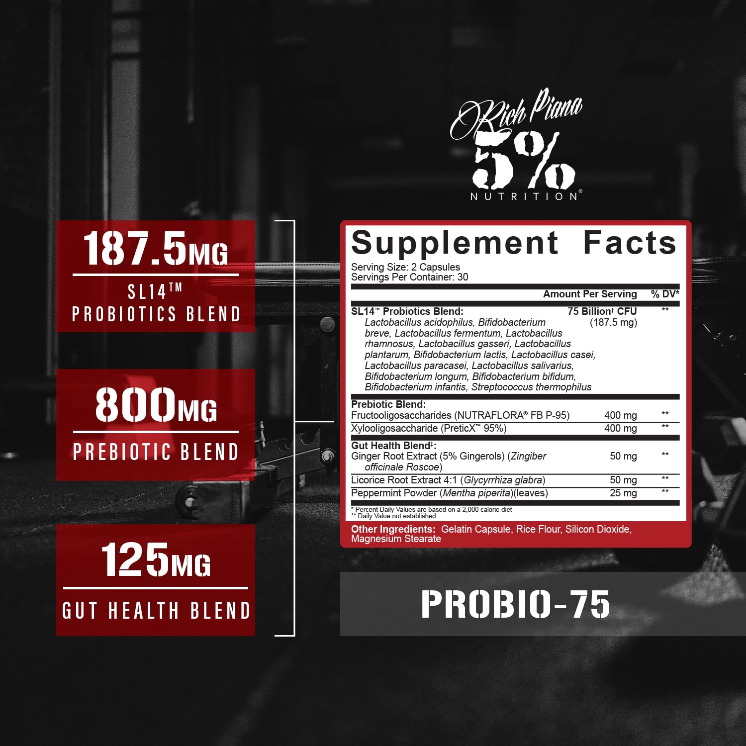 5% Nutrition Rich Piana Probio-75 Billion CFUs | Vegan, 14 Unique Strains 5% Nutrition buy supplements canada