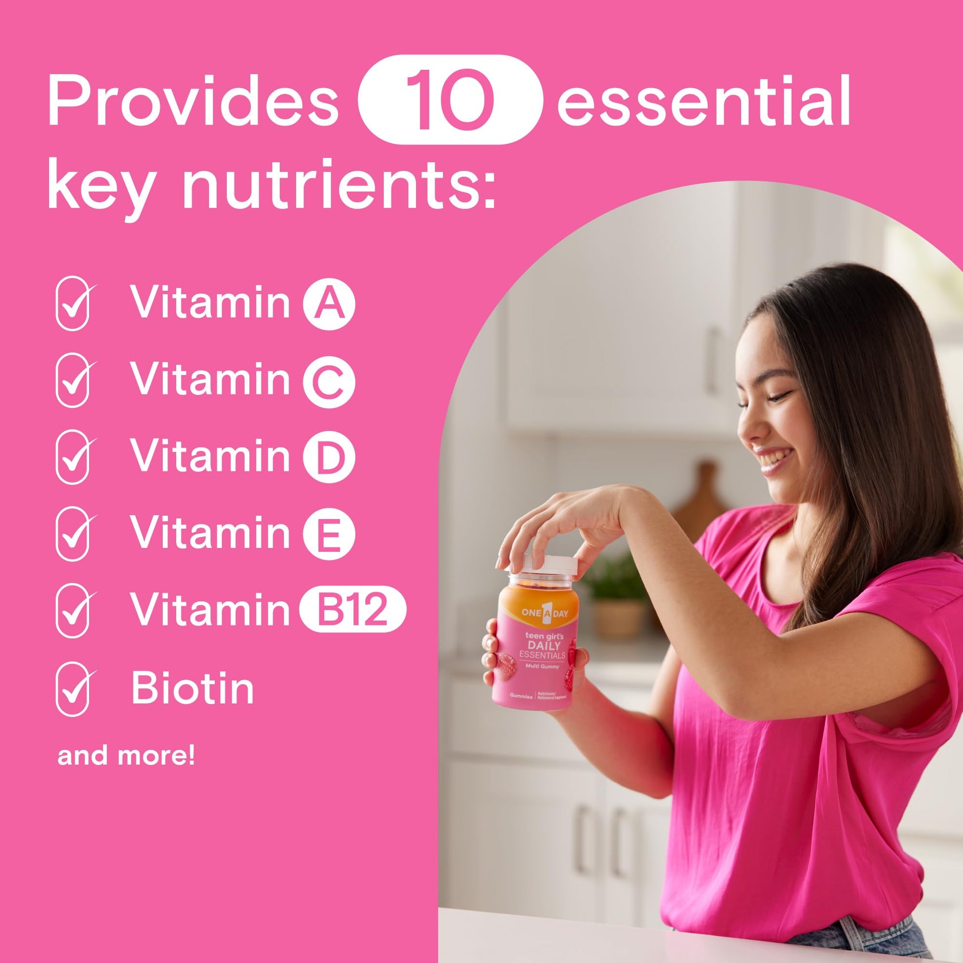 One A Day Teen Girl’s Daily Essentials Multivitamin Gummies, Teen Girl Multivitamins with Biotin, Vitamin B12 and B6, Vitamin C ONE A DAY buy supplements canada