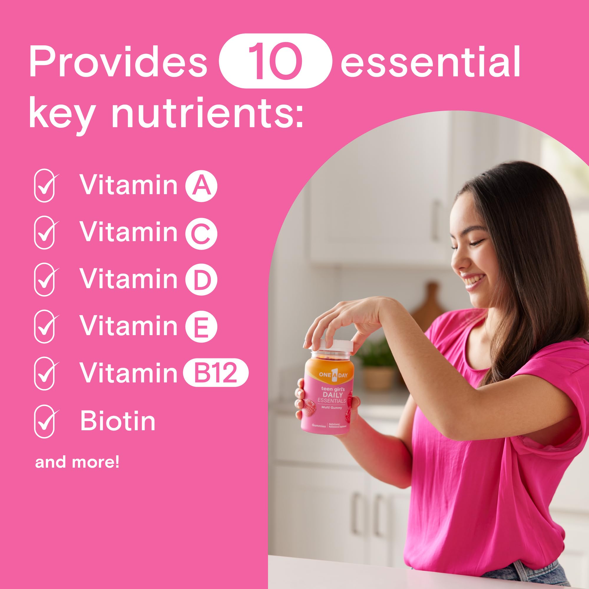 One A Day Teen Girl’s Daily Essentials Multivitamin Gummies, Teen Girl Multivitamins with Biotin, Vitamin B12 and B6, Vitamin C ONE A DAY buy supplements canada