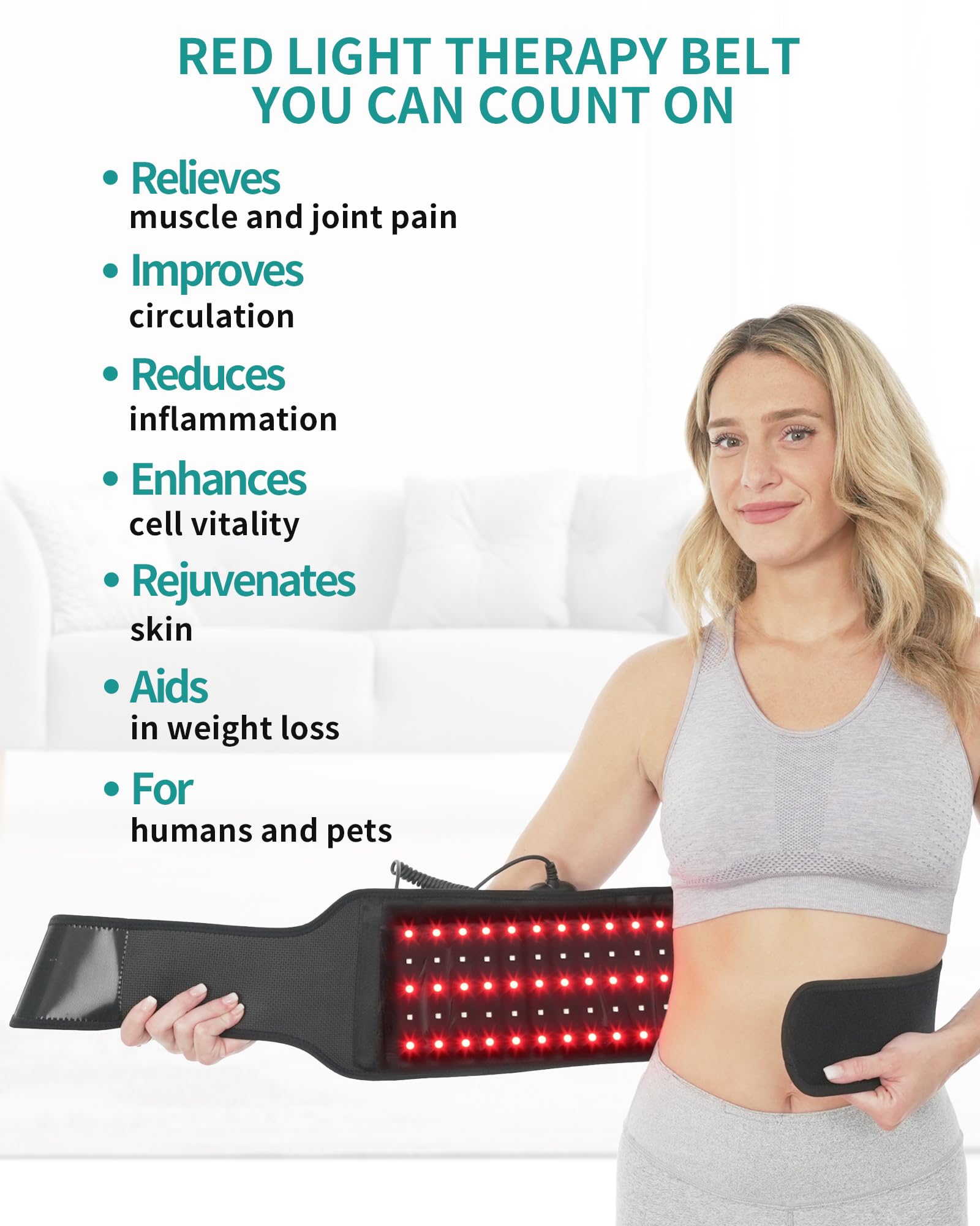 Nekteck Red Light Therapy Belt for Body, Wireless Near-Infrared Light Pad for Pain Relief, Inflammation Nekteck buy supplements canada