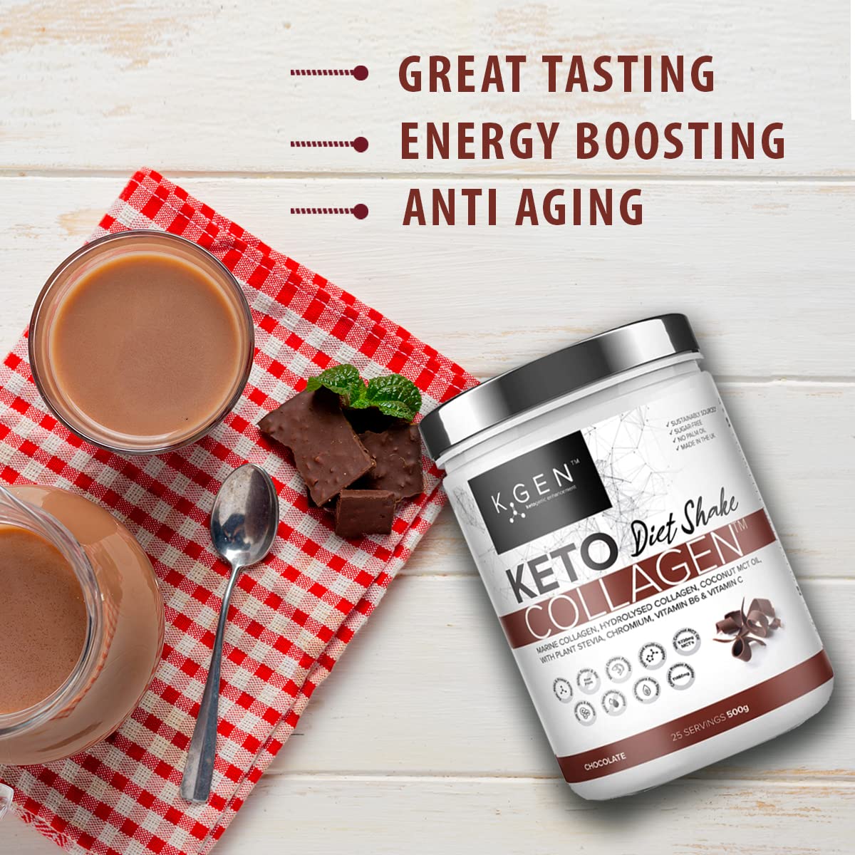 K-GEN Diet Shake Meal Replacement Keto Collagen Powder | Multi Collagen Protein with MCT Oil, Vitamin C K GEN ketogenic enhancement buy supplements canada