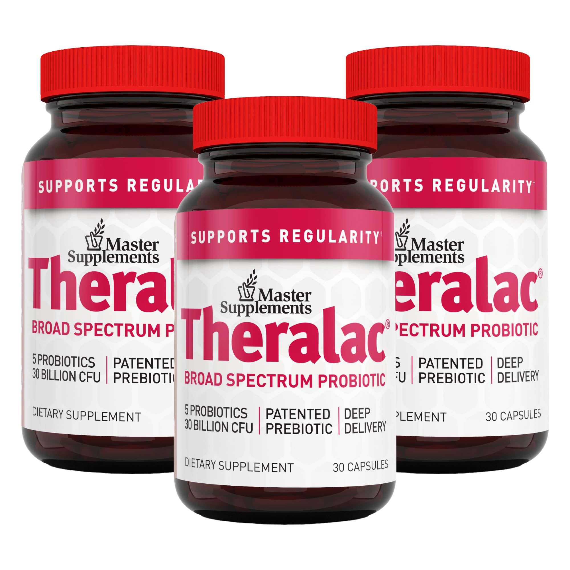 Master Supplements Theralac - 30 Capsules, Pack of 3 - Multi-Strain Probiotic for Optimal Gut Health + Gas & Bloating Relief - Gluten Free - 90 Servings THERALAC buy supplements canada