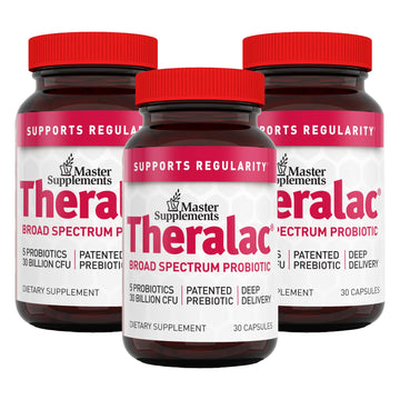 Master Supplements Theralac - 30 Capsules, Pack of 3 - Multi-Strain Probiotic for Optimal Gut Health + Gas & Bloating Relief - Gluten Free - 90 Servings THERALAC buy supplements canada