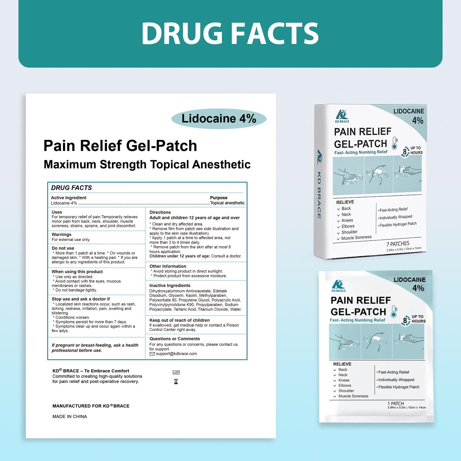KD 4% Lidocaine Pain Relief Patches: Maximum Strength Lidocaine Patch for Back, Neck, Shoulder, Knee Pain, and Muscle Soreness – Large 3.9” x 5.5” (7 Count) KD buy supplements canada