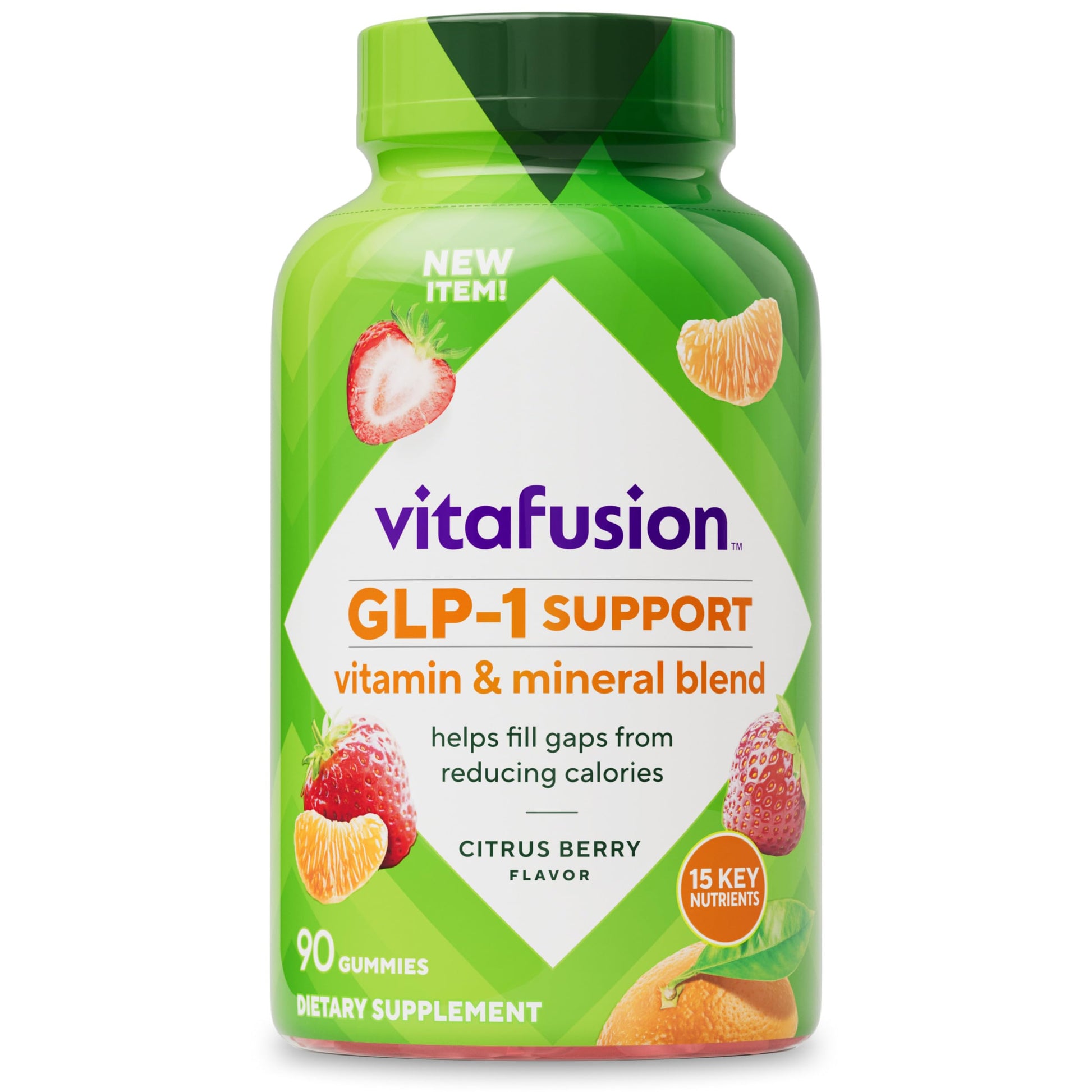 vitafusion GLP-1 Support Multivitamin, Vitamin and Mineral Blend, 15 Essential Nutrients, Citrus Berry Flavor, 90 Count, 45 Day Supply  Vitafusion buy supplements canada