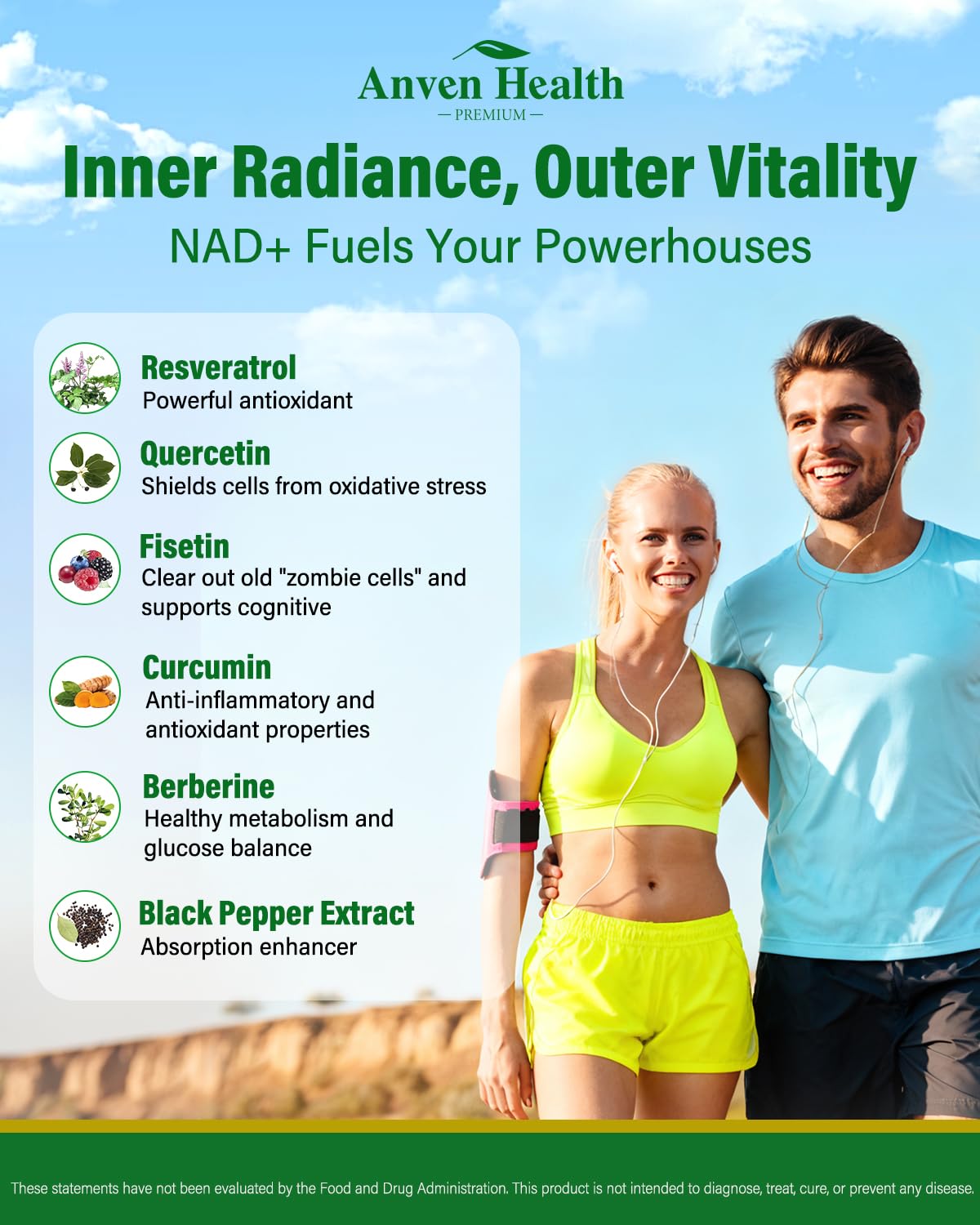 Anven Health Liposomal NAD+ Resveratrol Supplement - NMN Alternative with Trans-Resveratrol, Quercetin & Fisetin - NAD Plus for Women and Men, Cellular Energy & Healthy Aging, Non-GMO | 180 Capsules Anven Health buy supplements canada