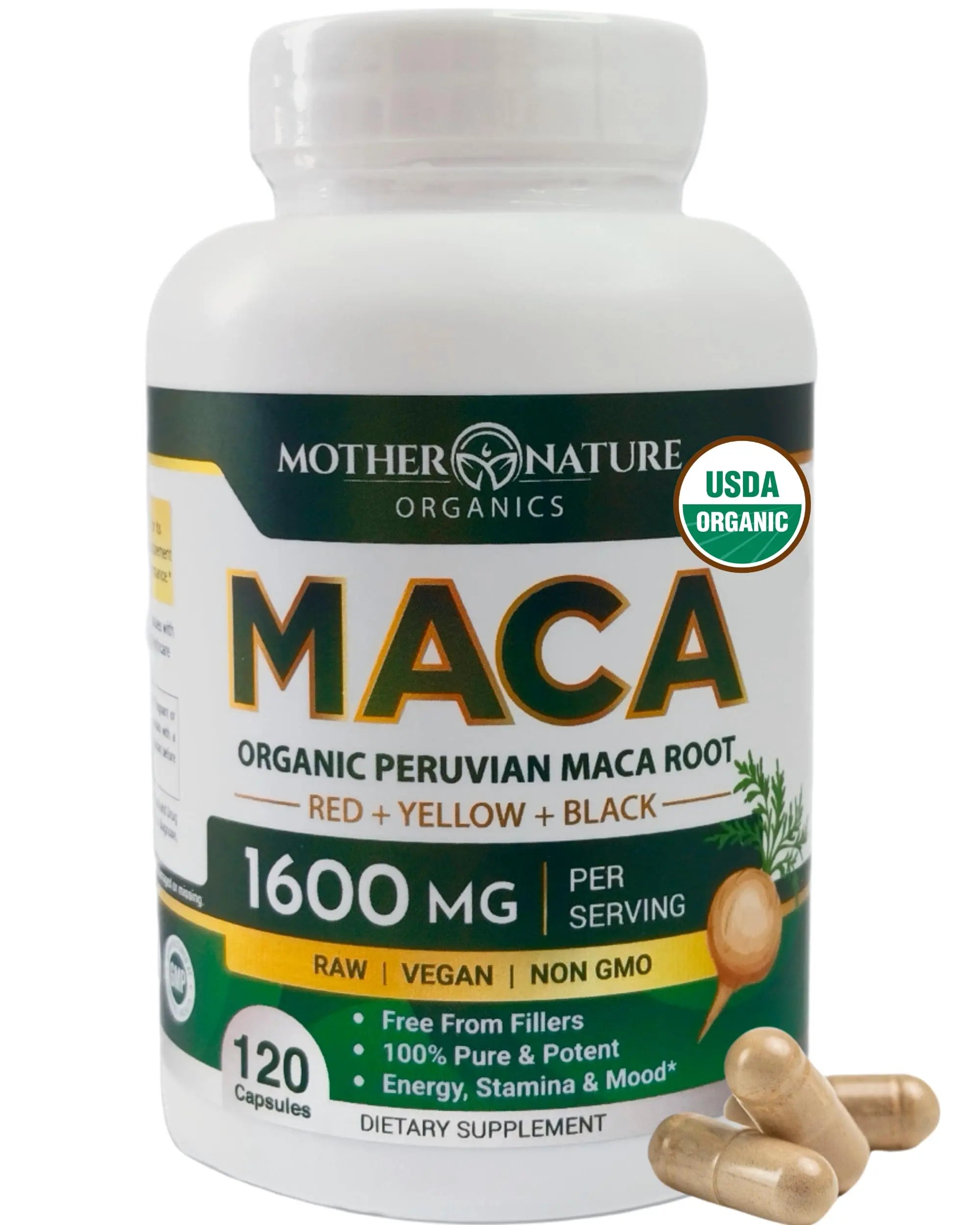 Powerful Maca Blend for Men – Black, Red & Yellow Maca Capsules | Supports Energy, Stamina & Endurance | Promotes Hormonal Balance & Vitality Mother Nature Organics Superfoods for Organic Living buy supplements canada