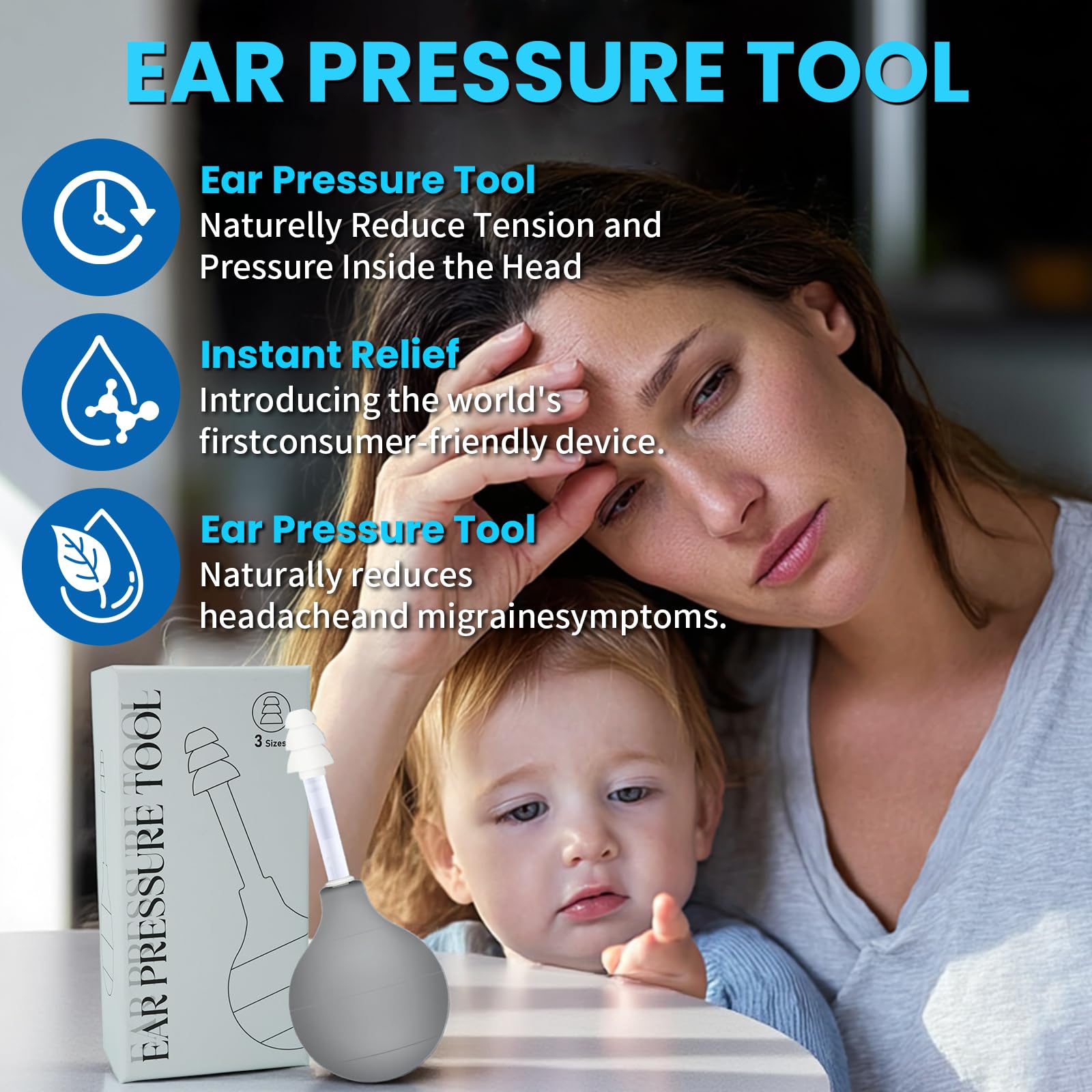 Migraine & Ear Pressure Relief Device | Tension Headache, Ear Ache & Airplane Pressure Relief | Drug-Free Migraine Relief Products Gift for Sufferers（Gray） Unalakleet buy supplements canada