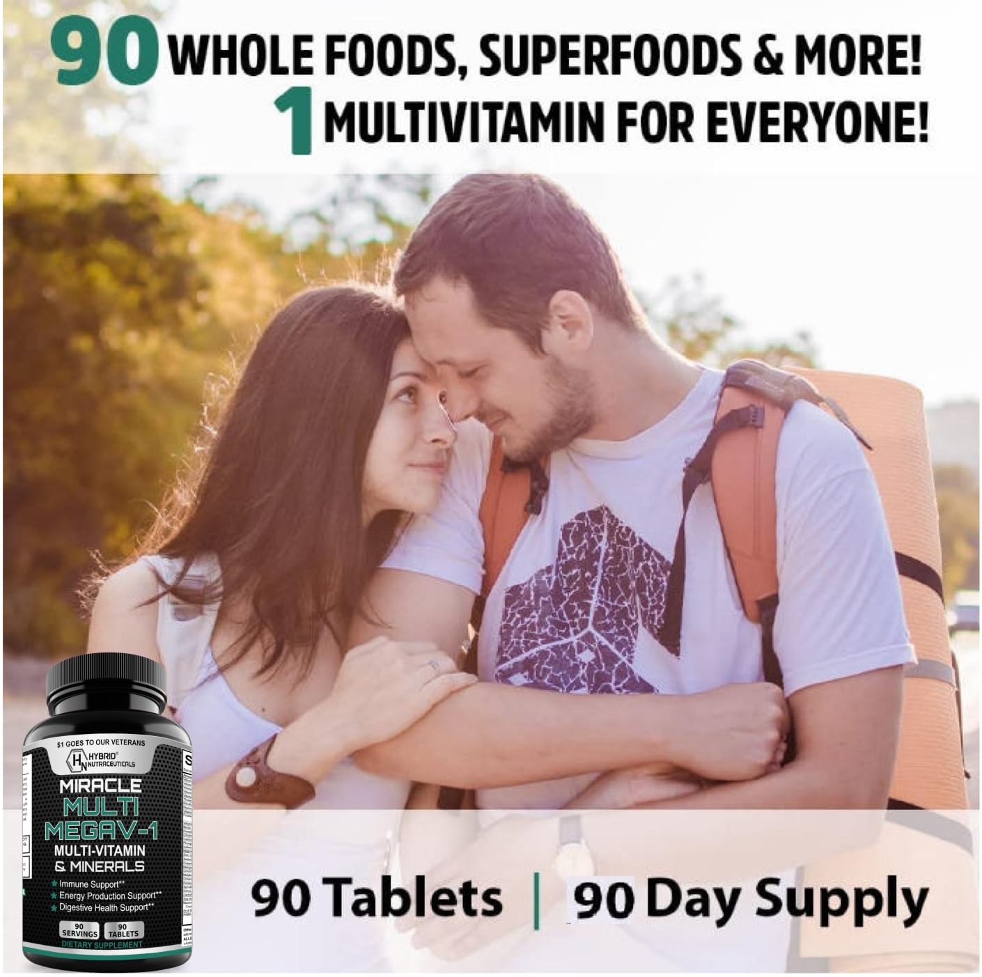 MEGAV-1 Multi-Vitamin, Superfood & Minerals - Daily Multivitamin with Probiotics, Digestive Enzyme, Mushroom Complex for Heart Health, Immune Support, Energy & Stamina - 90 Tablets Hybrid Nutraceuticals buy supplements canada