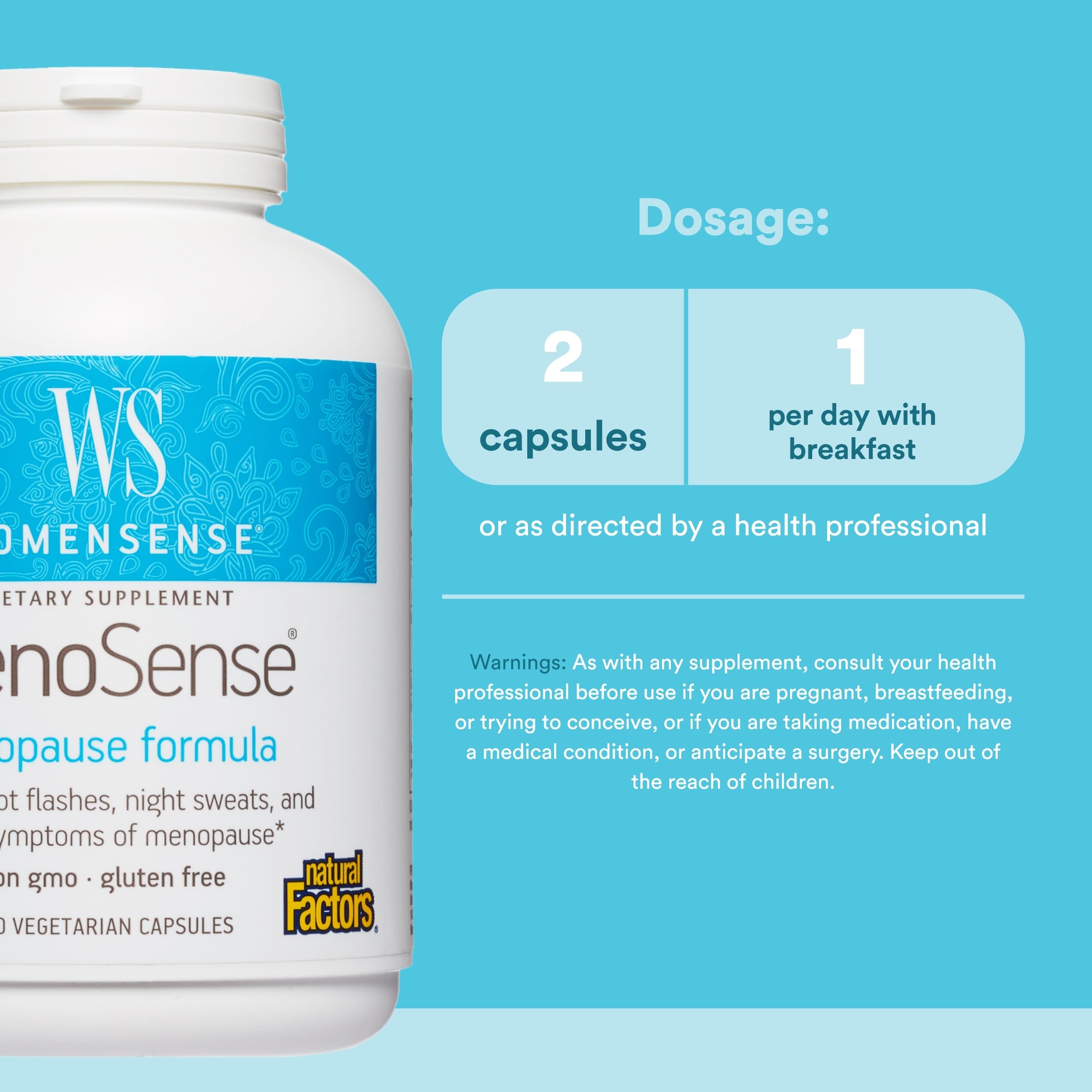 Natural Factors WomenSense MenoSense - Dietary Supplement with Black Cohosh, Chasteberry & Dong Quai - Menopause & Perimenopause Support Supplement - 180 Vegetarian Capsules (90 Servings) Natural Factors buy supplements canada