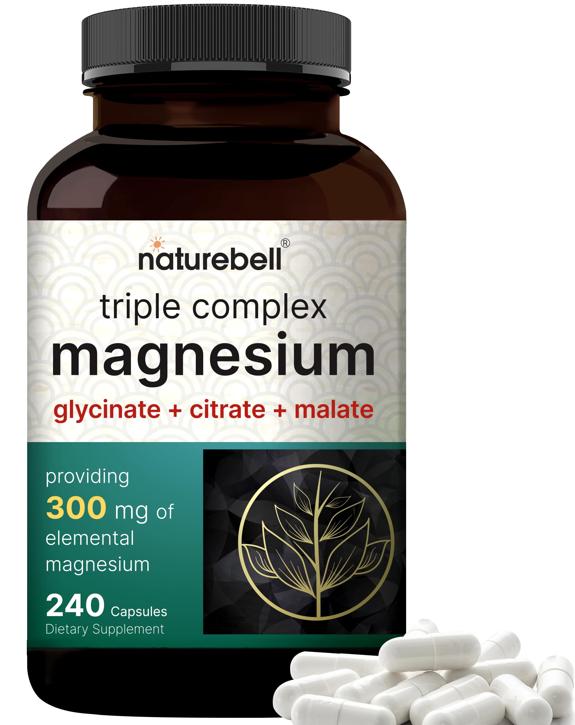 Triple Complex Magnesium Supplement, 240 Capsules | Magnesium Glycinate 500mg NatureBell buy supplements canada