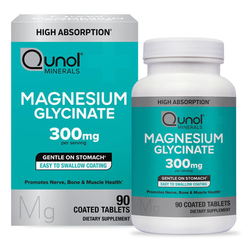 Qunol Magnesium Glycinate 300mg, 100% Glycinate Chelated Magnesium Supplement, 90ct Tablets Qunol buy supplements canada