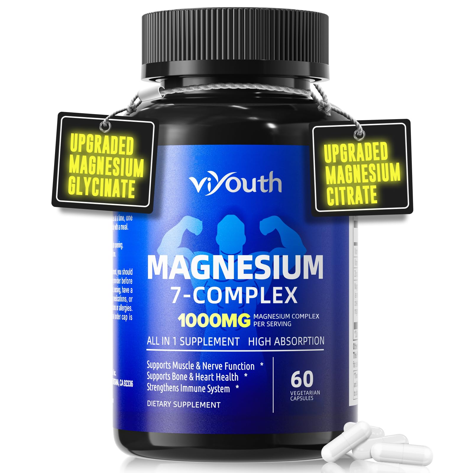 Magnesium 7 Complex Supplement Advanced with 7 Forms of Magnesium (Glycinate, Malate, Chelate, Aspartate, Orotate, Taurine, Citrate), Zinc, Vitamin D3 & Vitamin B6 VIYOUTH buy supplements canada