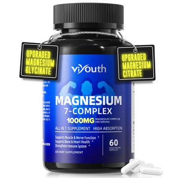 Magnesium 7 Complex Supplement Advanced with 7 Forms of Magnesium (Glycinate, Malate, Chelate, Aspartate, Orotate, Taurine, Citrate), Zinc, Vitamin D3 & Vitamin B6 VIYOUTH buy supplements canada