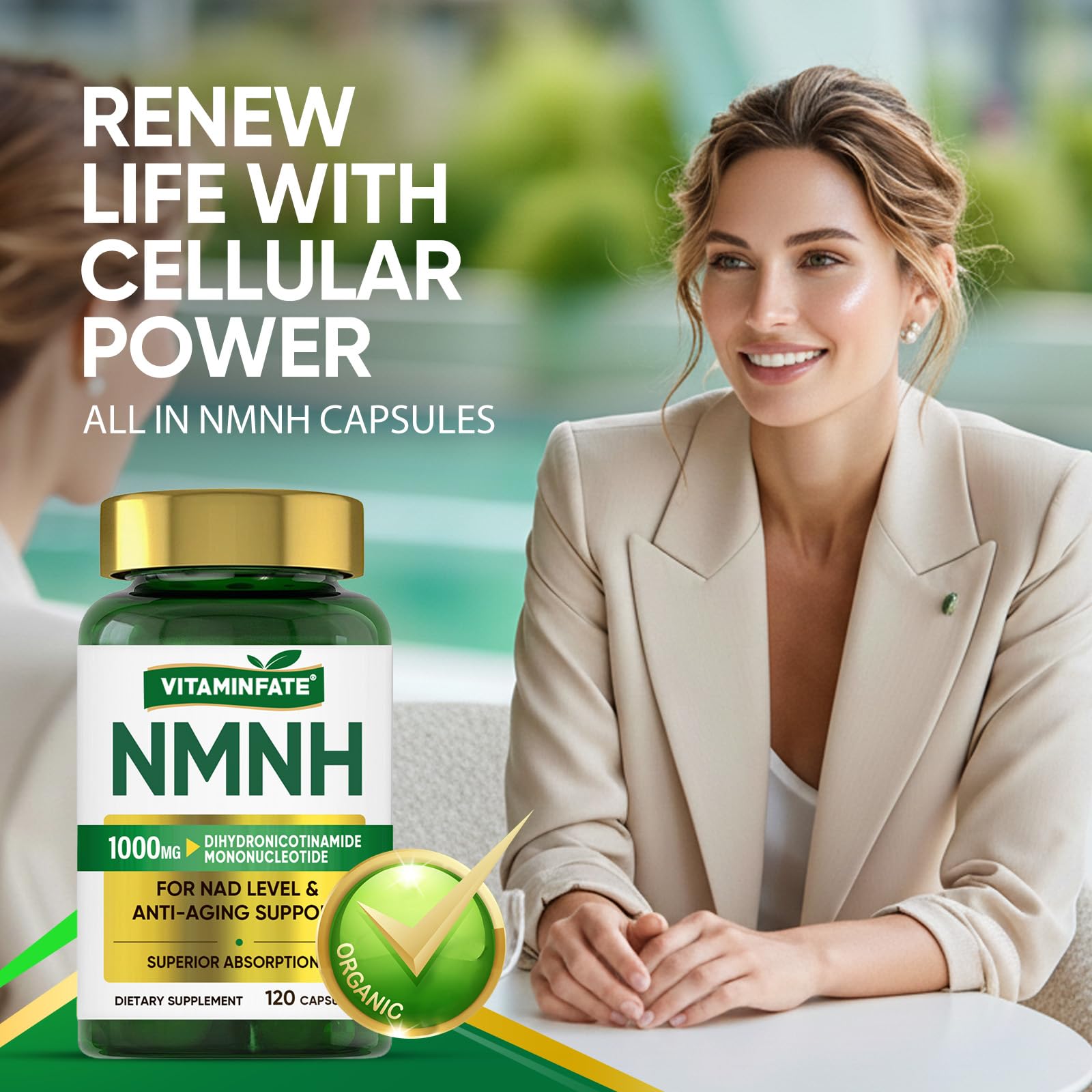 VITAMINFATE NMNH Supplement 1000 mg - 120 Capsules | NMN Alternative | Supports Anti-Aging, Cellular Energy and Repair, Metabolism & Brain Boost VITAMINFATE buy supplements canada