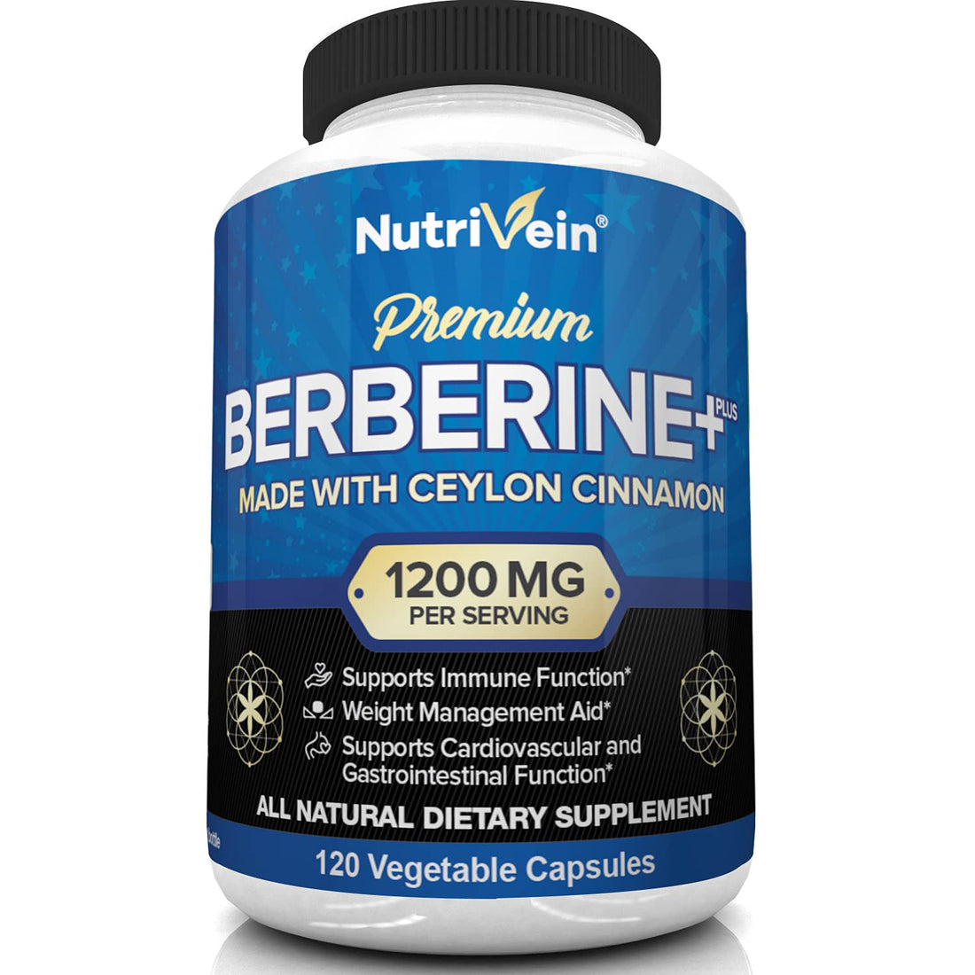 Nutrivein Premium Berberine HCL 1200mg Plus Organic Ceylon Cinnamon - 120 Capsules Nutrivein buy supplements canada