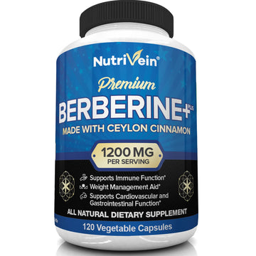 Nutrivein Premium Berberine HCL 1200mg Plus Organic Ceylon Cinnamon - 120 Capsules Nutrivein buy supplements canada
