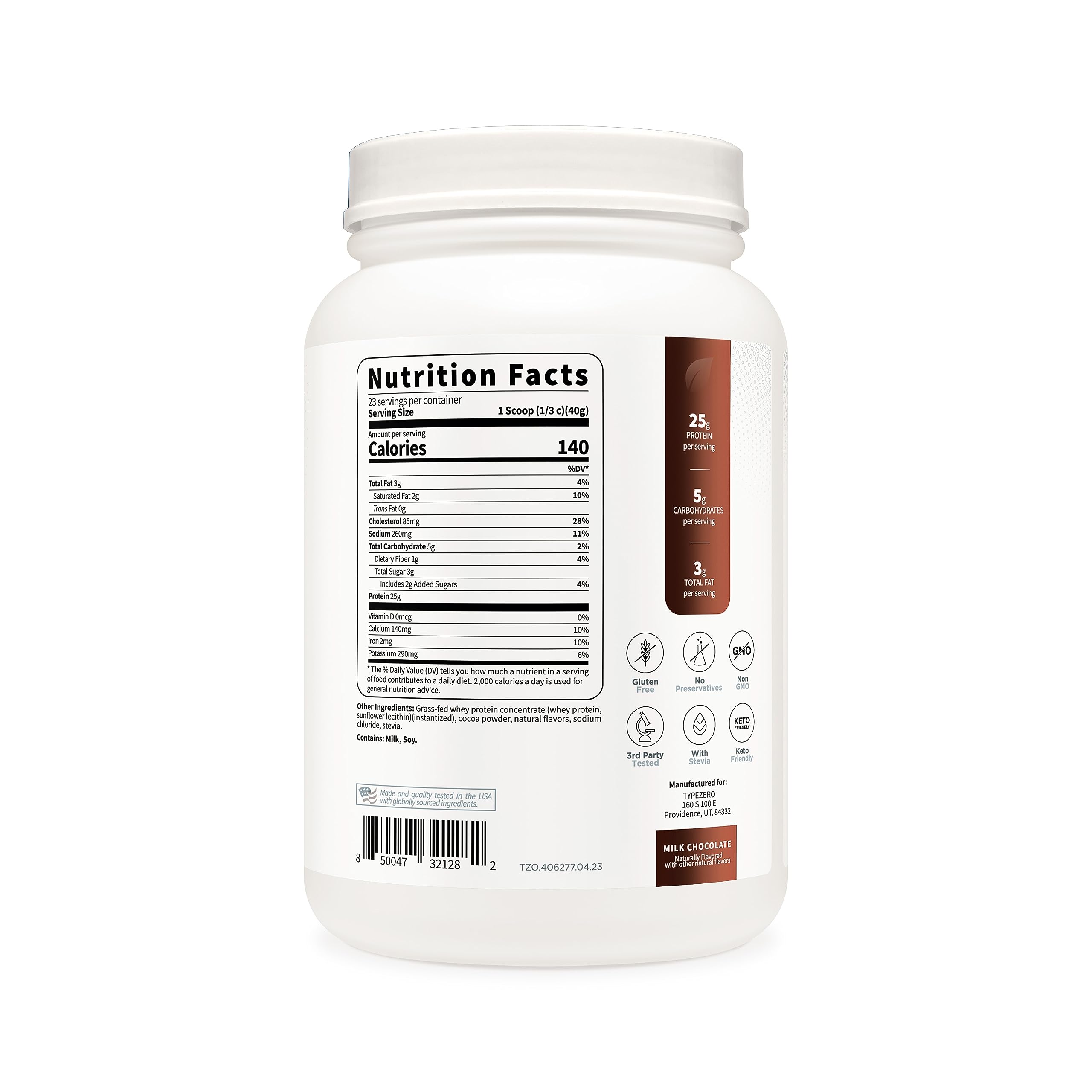 Type Zero Grass Fed Whey Protein Concentrate Powder (Chocolate, 2LBS) - Gluten Free Type Zero buy supplements canada