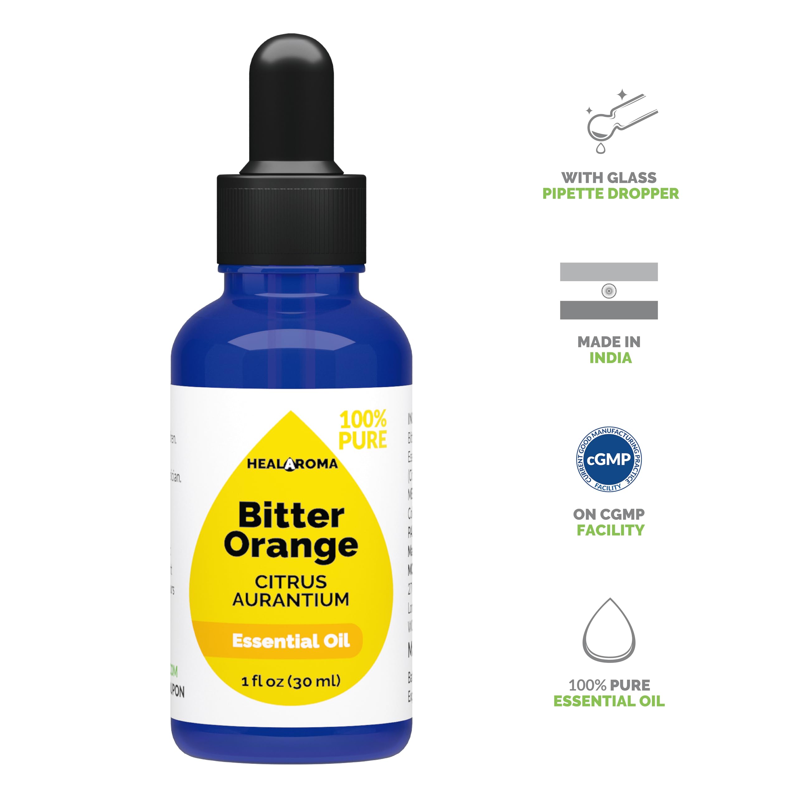 Bitter Orange Essential Oil 30 ml - 1 oz - Pure & Natural - with Pipette Dropper MONOHERB buy supplements canada