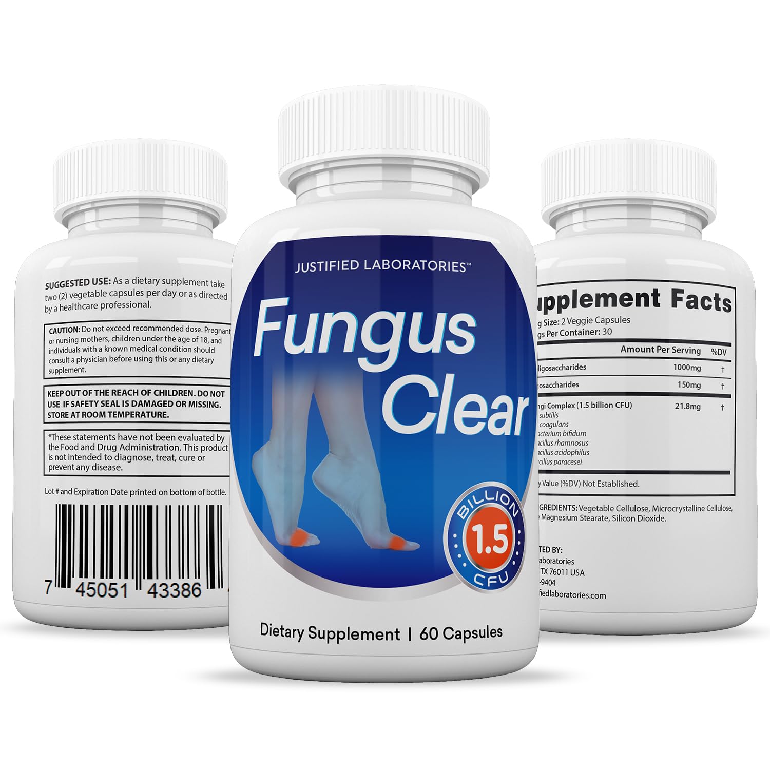 Justified Laboratories (2 Pack) Fungus Clear 1.5 Billion CFU Probiotic Pills 120 Capsules Justified Laboratories buy supplements canada