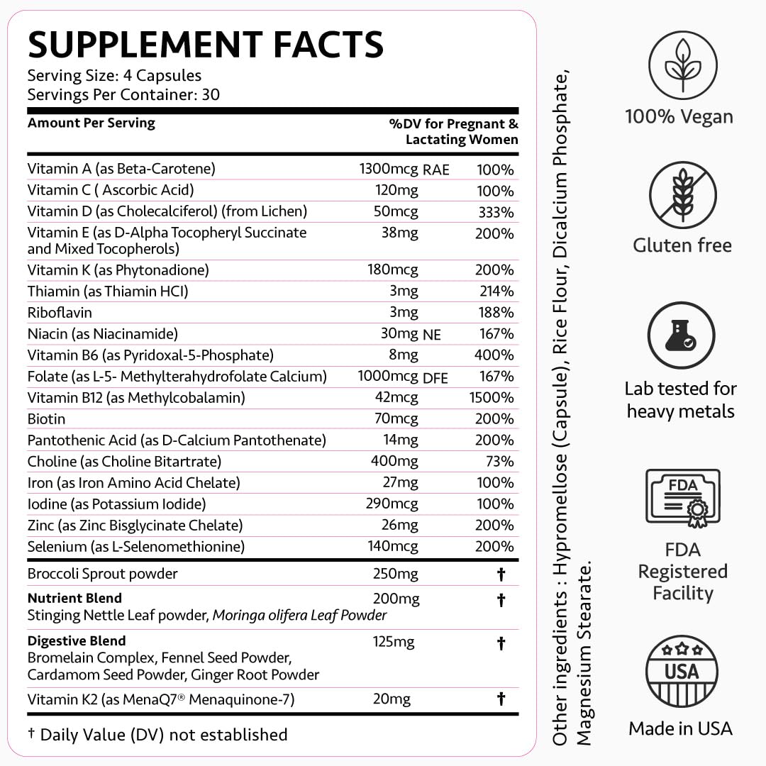 Ayurvedic Elite Prenatal Vitamins with Folate, Choline, Iron, Iodine & more | Made in USA | Optimal Bioavailability | Supports Baby's Growth and Brain Development | 30 Day Supply - OSH Wellness Freshly Moms buy supplements canada