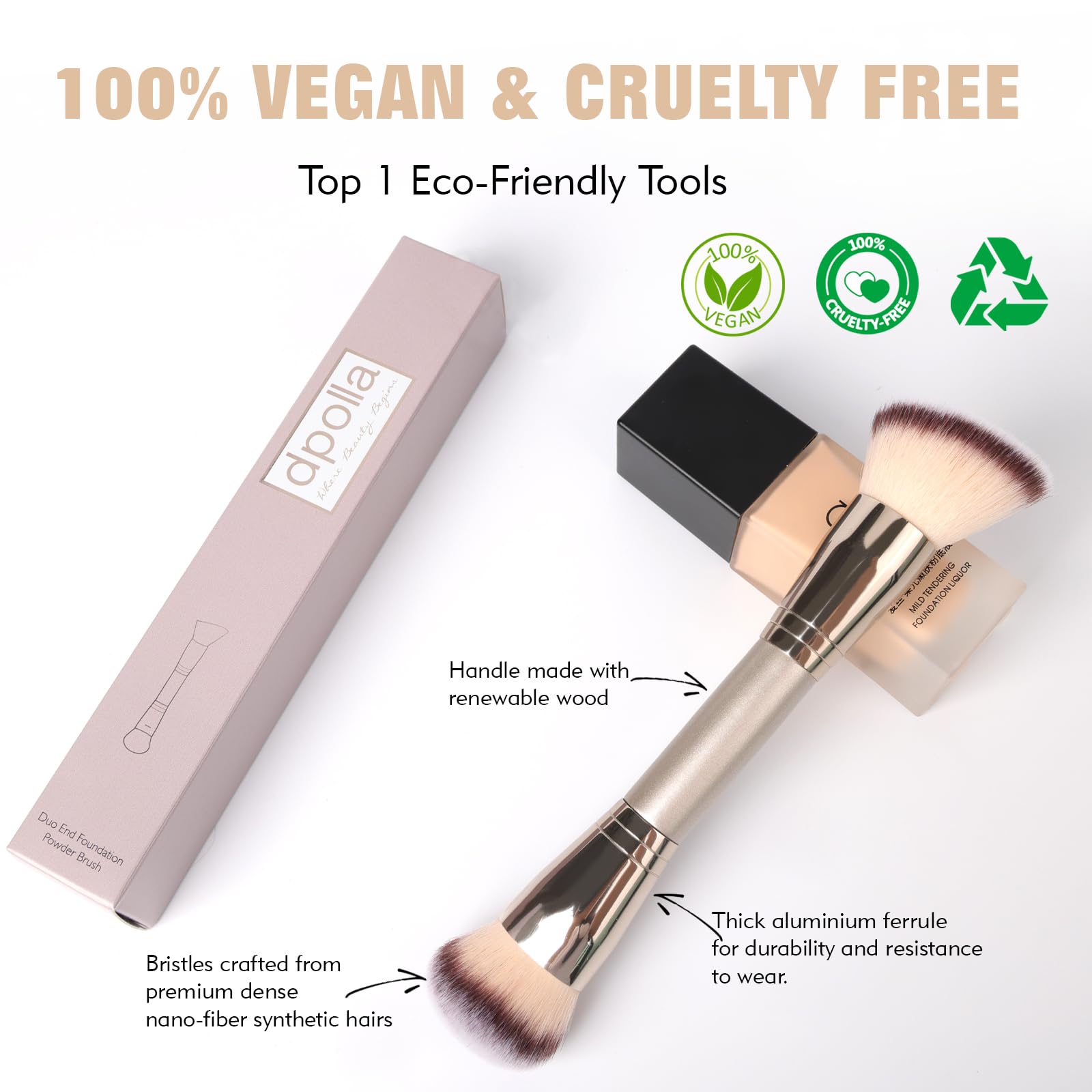 Dual-Ended Foundation Brush: Round & Angled Pro-Grade makeup brushes, 100% Vegan Synthetic Makeup Brush for Flawless Blending and Application of Liquid, Powder, Cream, Blush dpolla buy supplements canada
