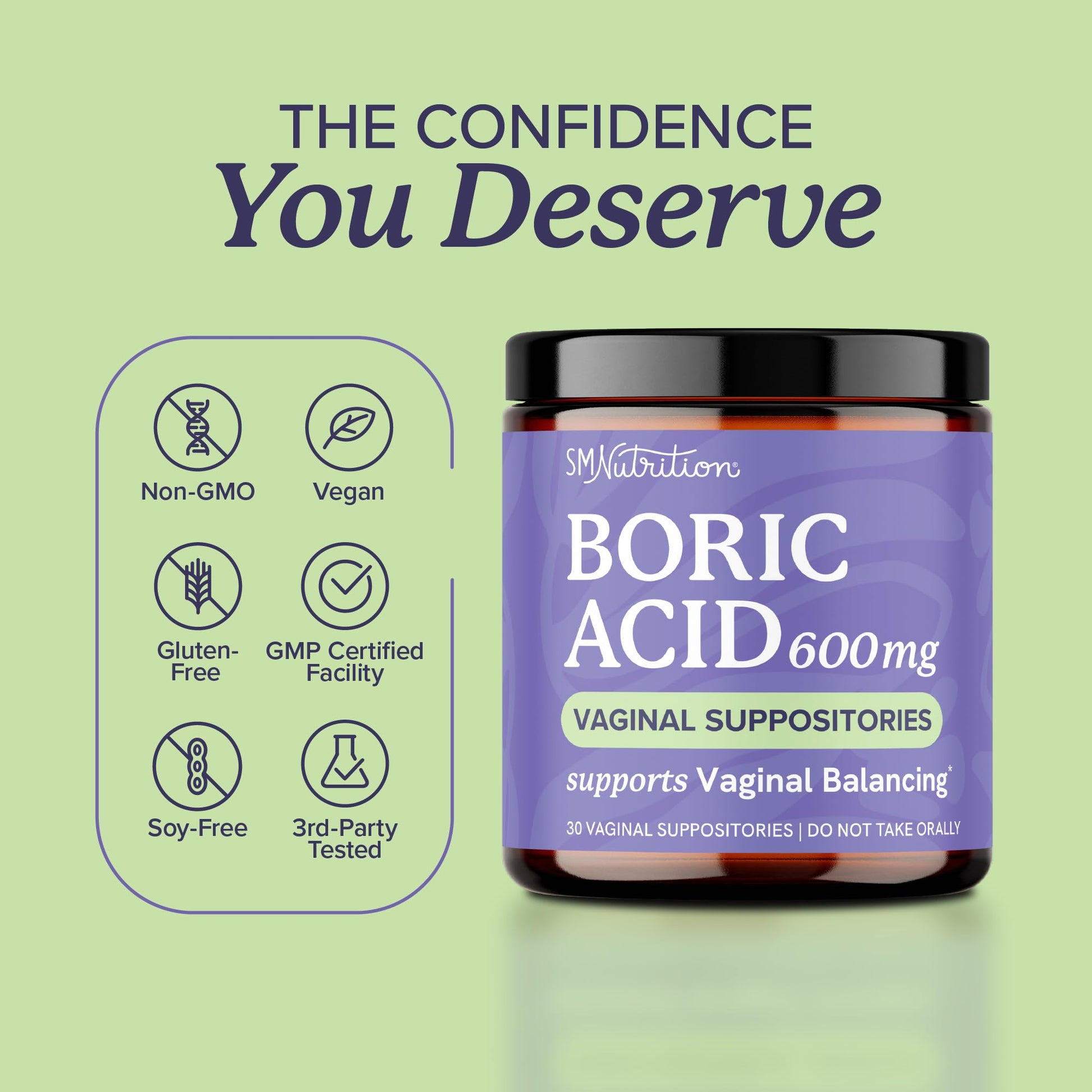 Boric Acid Suppositories for Women 600mg | pH Balance, Vaginal Odor & Itching | Feminine Hygiene & Intimate Health Support | Boric Acid for Women Vaginal Suppositories | Unscented, Vegan | 30 Ct SMNutrition buy supplements canada