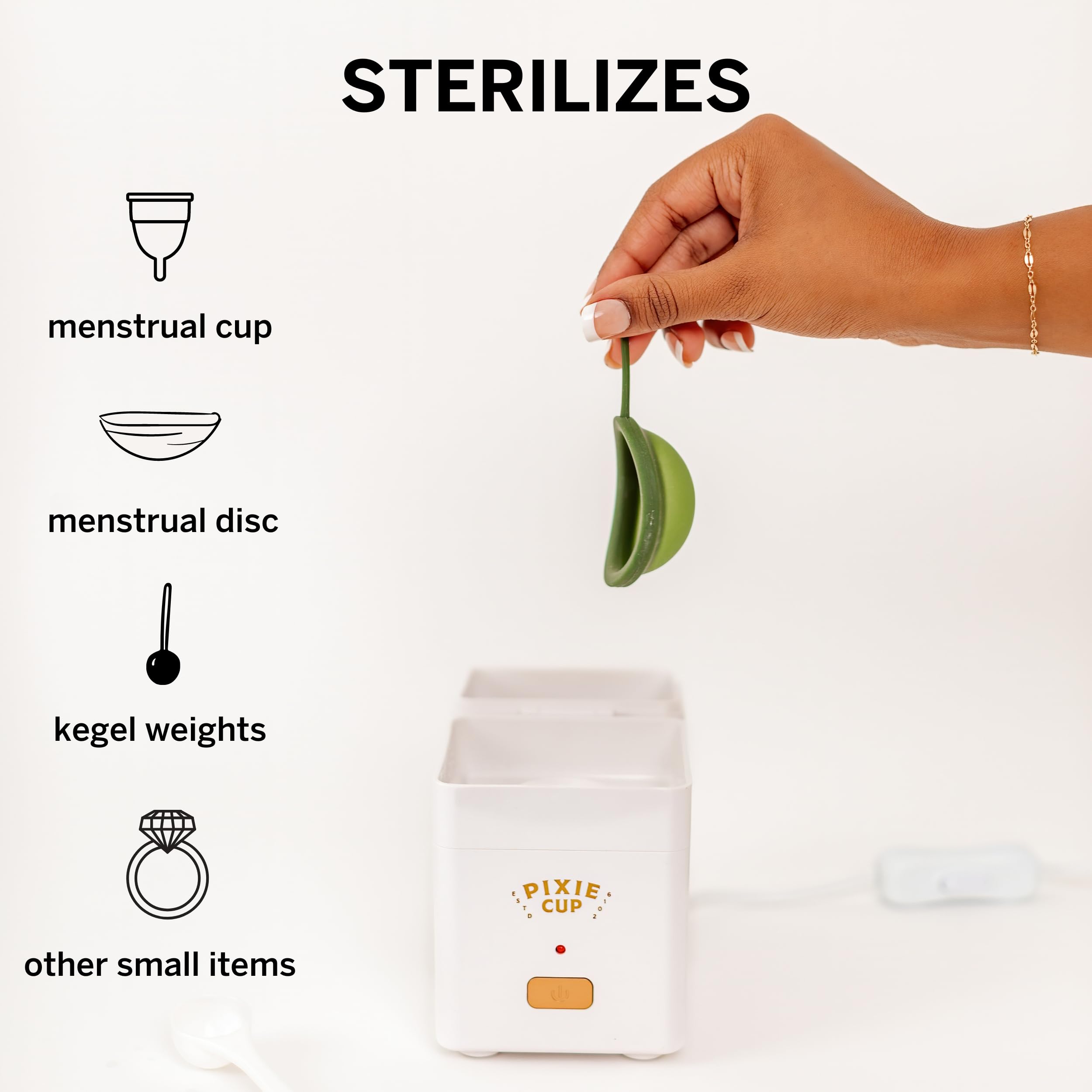 Pixie Menstrual Cup Sterilizer Cleaner Machine - The Only Hinged Lid Steamer & Drying Stand Pixie Cup buy supplements canada