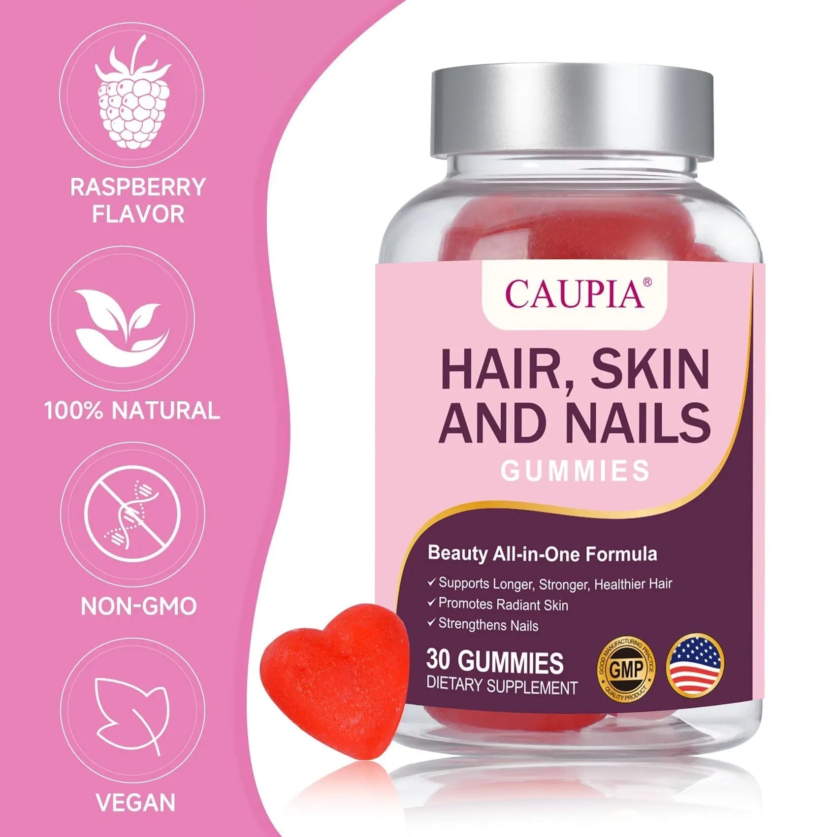 CAUPIA Hair Skin and Nails Gummies, All-in-One Advanced Formula Supports Hair Growth - Skin Health & Nail Strength - 30 Gummies CAUPIA buy supplements canada