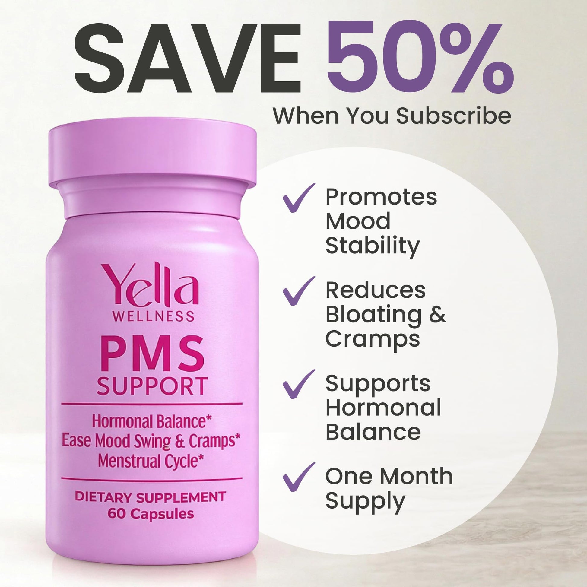 YELLA WELLNESS Hormone Balance for Women - PMS Support Supplement for Women w/Chaste Tree, Dong Quai and Ashwagandha- PMS and Menopause Relief for Bloating, Cramps and Mood Swings- (60ct) YELLA WELLNESS buy supplements canada