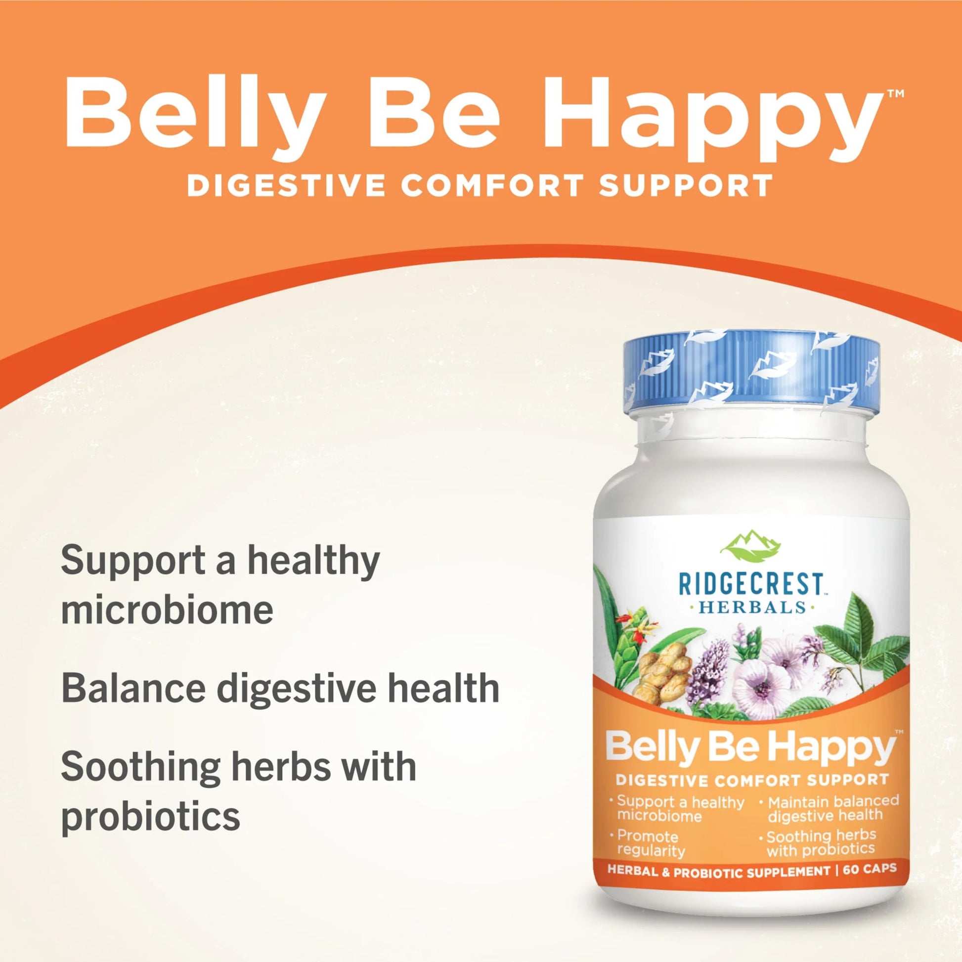 RidgeCrest Herbals Belly Be Happy - 60 Capsules - Digestive Comfort Support - Non-GMO RidgeCrest Herbals buy supplements canada