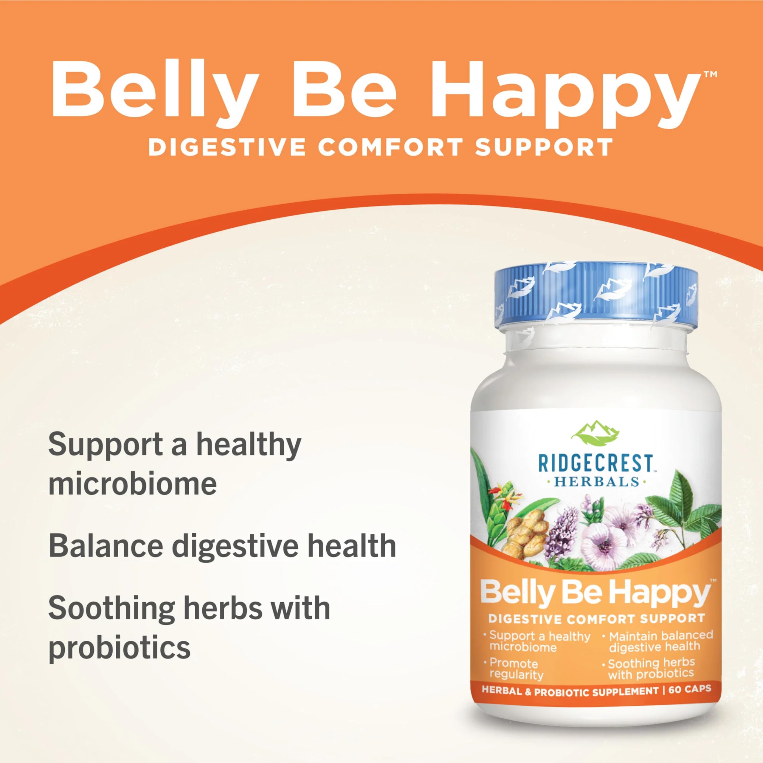 RidgeCrest Herbals Belly Be Happy - 60 Capsules - Digestive Comfort Support - Non-GMO RidgeCrest Herbals buy supplements canada