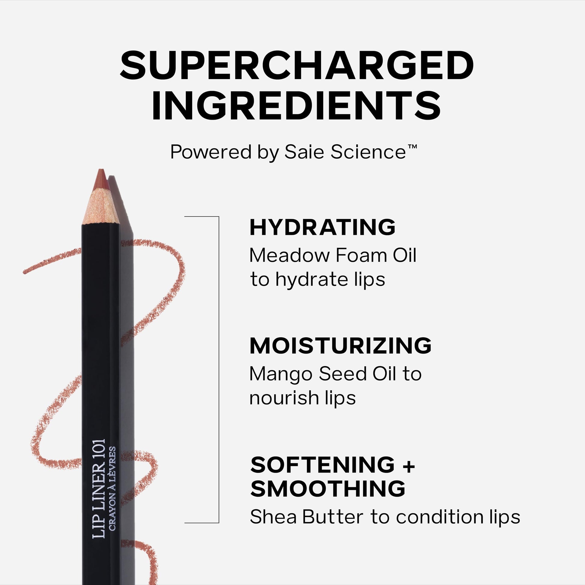 Saie Lip Liner 101 - Lip Pencil Made with a Creamy, Soft Matte Formula for a Naturally Framed or Fully Filled Look - Supercharged with Shea Butter & Jojoba Oil - Tease (.05 oz) Saie buy supplements canada