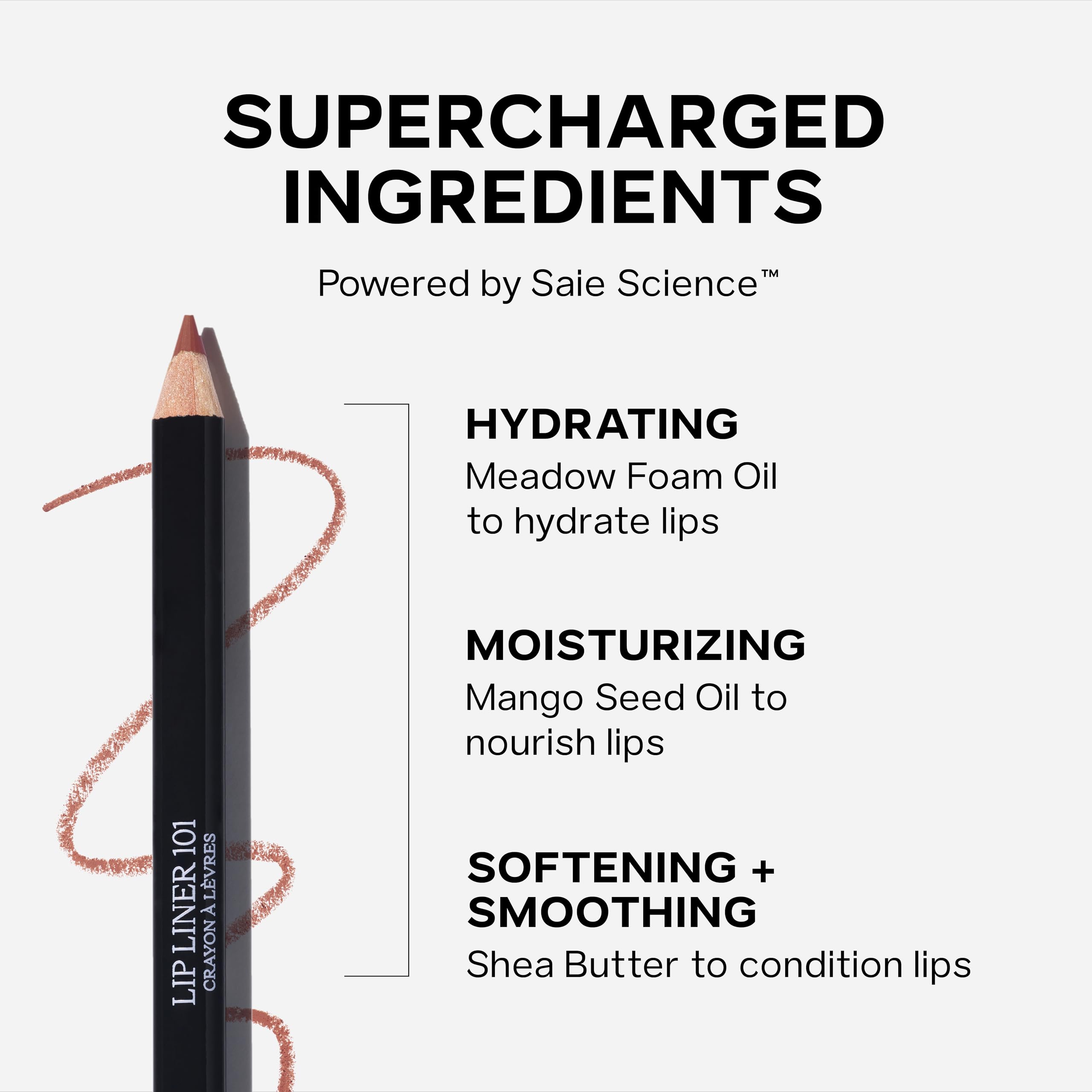 Saie Lip Liner 101 - Lip Pencil Made with a Creamy, Soft Matte Formula for a Naturally Framed or Fully Filled Look - Supercharged with Shea Butter & Jojoba Oil - Tease (.05 oz) Saie buy supplements canada