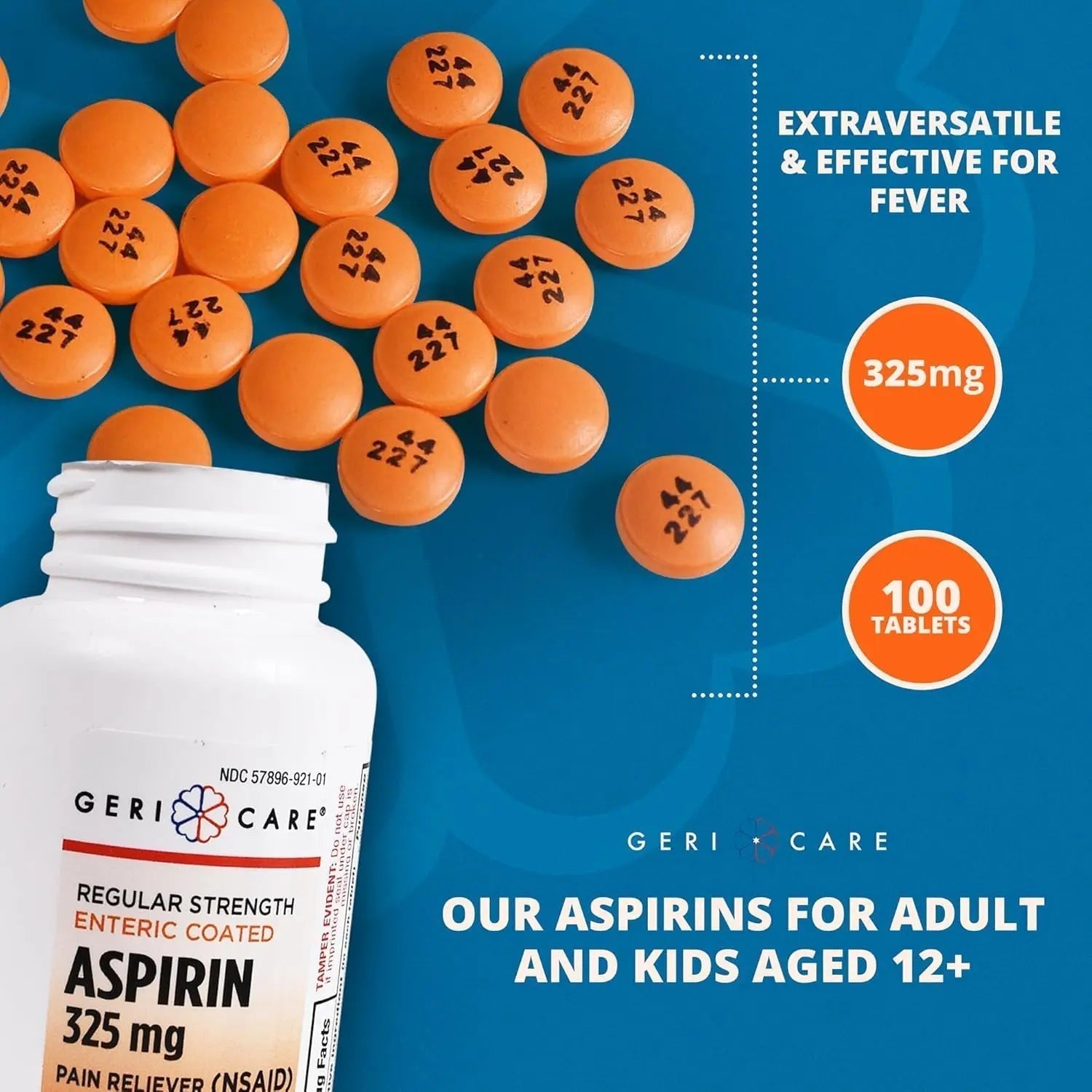 Enteric Coated Aspirin Tablets 325mg (100 Count) by GeriCare- NSAID Pain Reliever & Fever Reducer Coated Aspirin for Adults- Regular Strength Aspirin for Headache Arthritis Menstrual & Muscle Pain GeriCare buy supplements canada