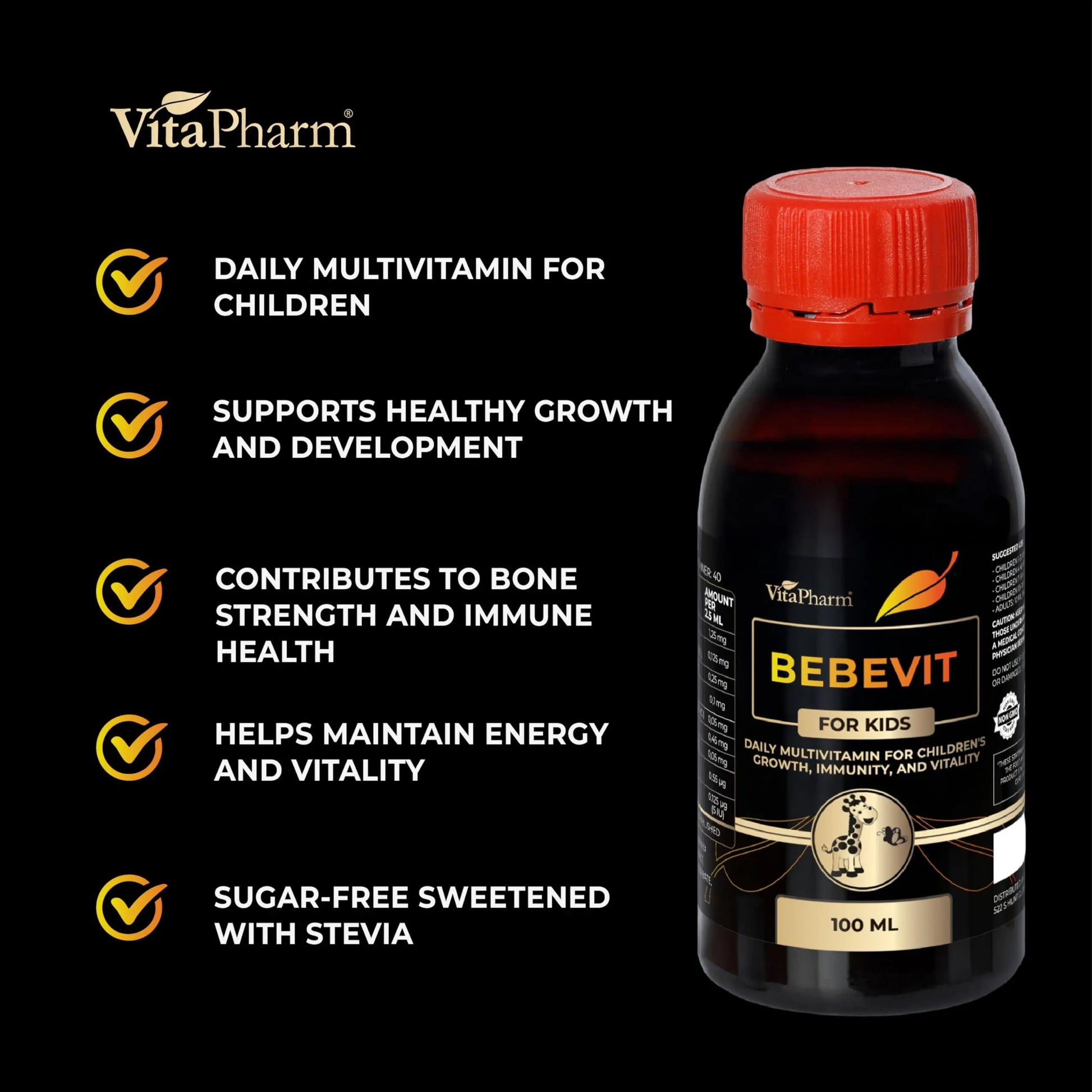 BEBEVIT Liquid Multivitamin for Kids – Sugar-Free & Non-GMO Formula with Vitamins A, C, D3, E, K2 & B-Complex – Daily Support for Growth, Immunity VitaPharm buy supplements canada