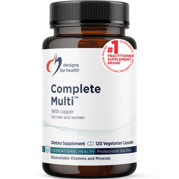 Designs for Health DFH Complete Multi with Copper - Comprehensive Multi Vitamin + Mineral Supplement with Folate, 1000 IU Vitamin D, Immune Support Vitamins - Multivitamin with No Iron (120 Capsules) Designs for Health buy supplements canada