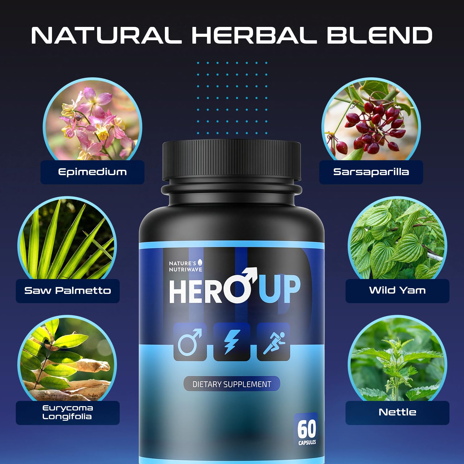 HeroUP - Natural Wellness Supplement with Plant-Based Ingredients – Non-GMO, Stimulant-Free | Made in the USA, GMP-Certified | 60 Capsules, 6 Month Suppy Nature’s NutriWave buy supplements canada