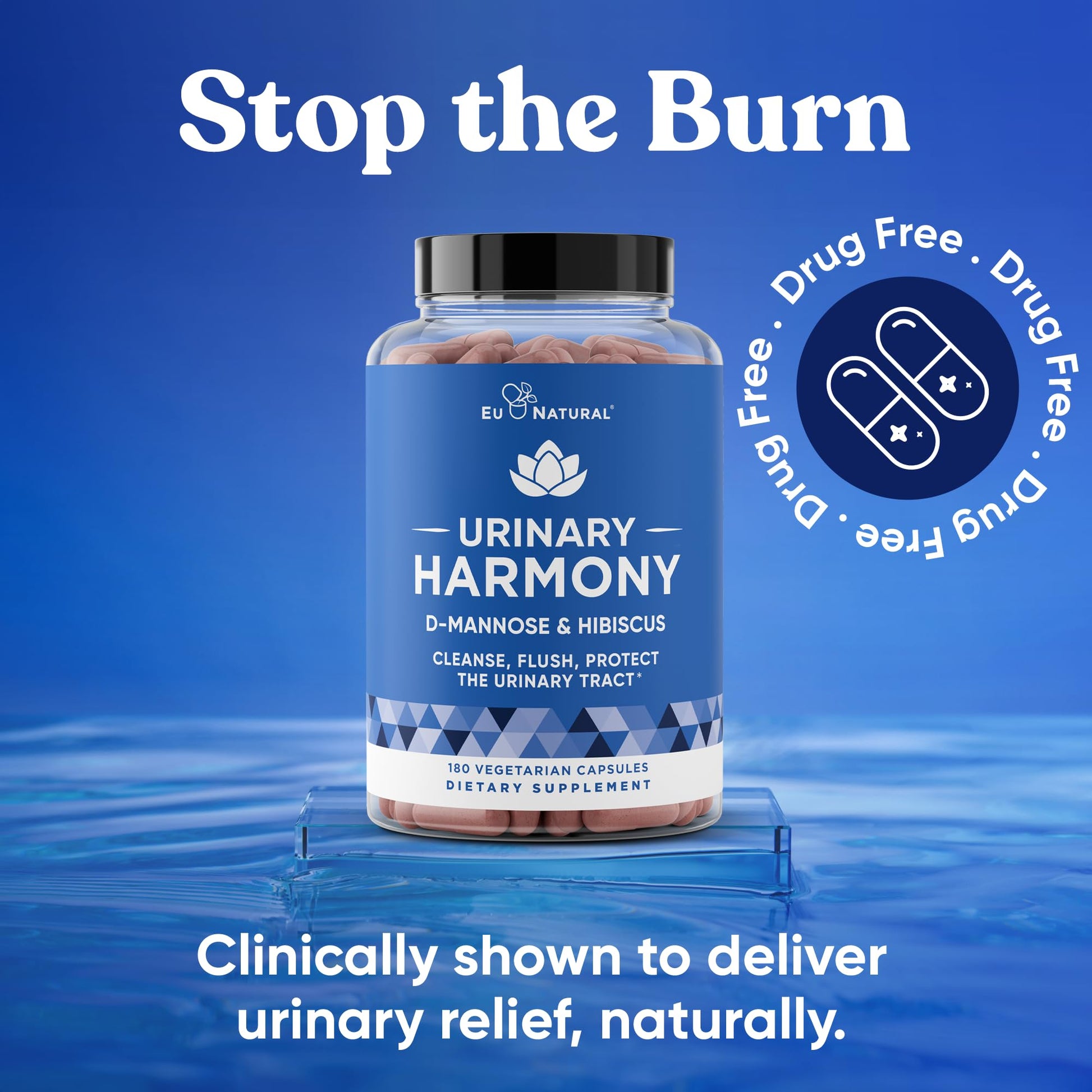 Eu Natural Urinary Harmony D-Mannose Supplement - Urinary Tract Health for Women - Fast-Acting Urinary Cleanse & Flush with Clinical-Strength D-Mannose & Hibiscus - 180 Capsules Eu Natural buy supplements canada