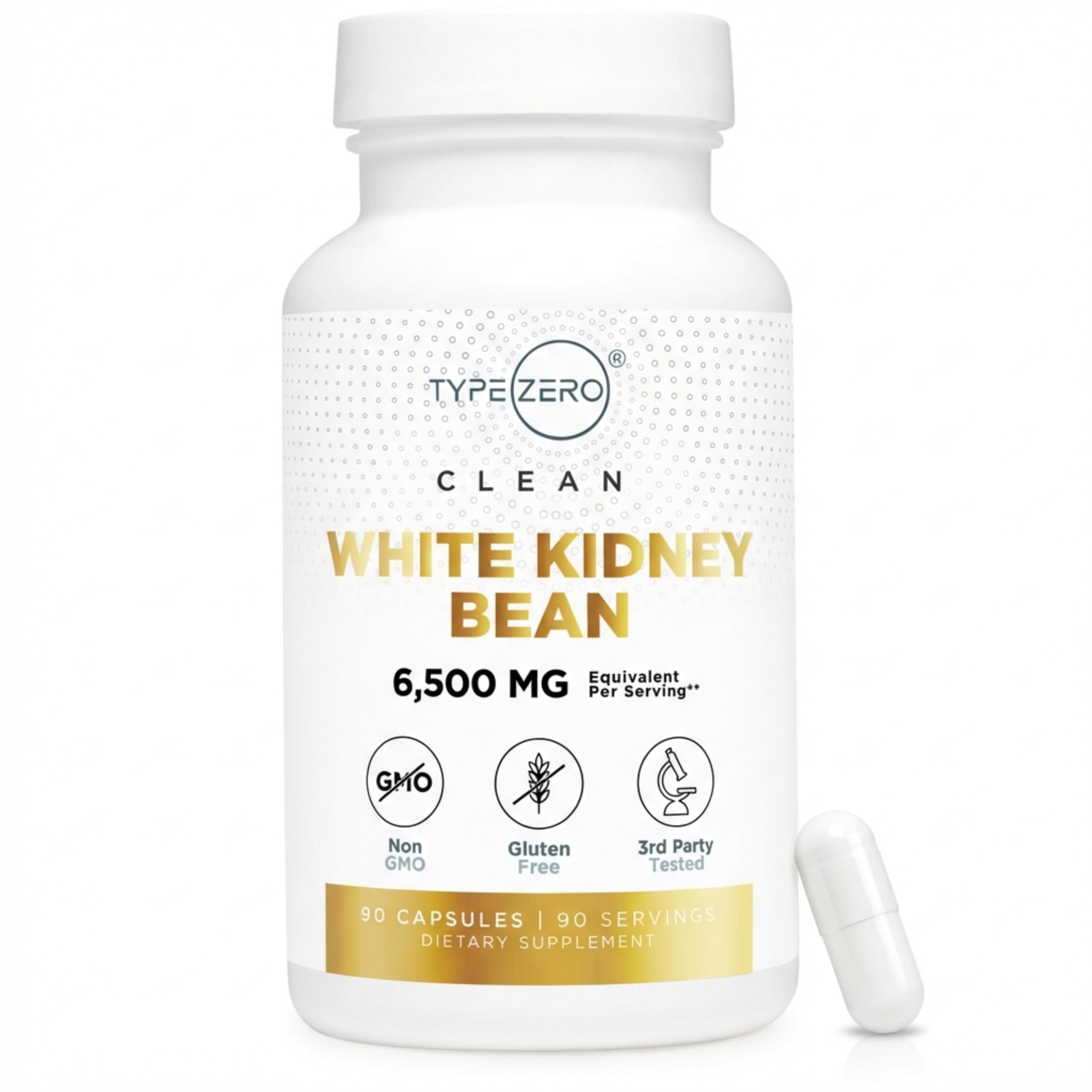 Type Zero Clean White Kidney Bean Capsules (6,500 MG Equivalent Per Serving, 90 Count) - Non-GMO, Gluten Free Type Zero buy supplements canada