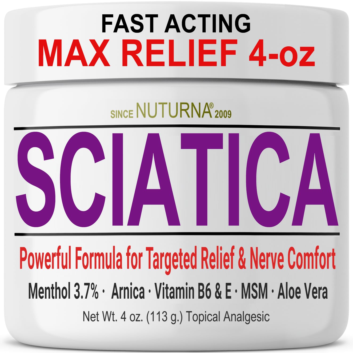 Sciatica Nerve Cream - Maximum Strength Comfort Cream for Feet, Hands, Legs, Toes, Back - Natural Ultra Strength Arnica, MSM, Menthol, Soothing Comfort, Large 4 Oz Nuturna buy supplements canada