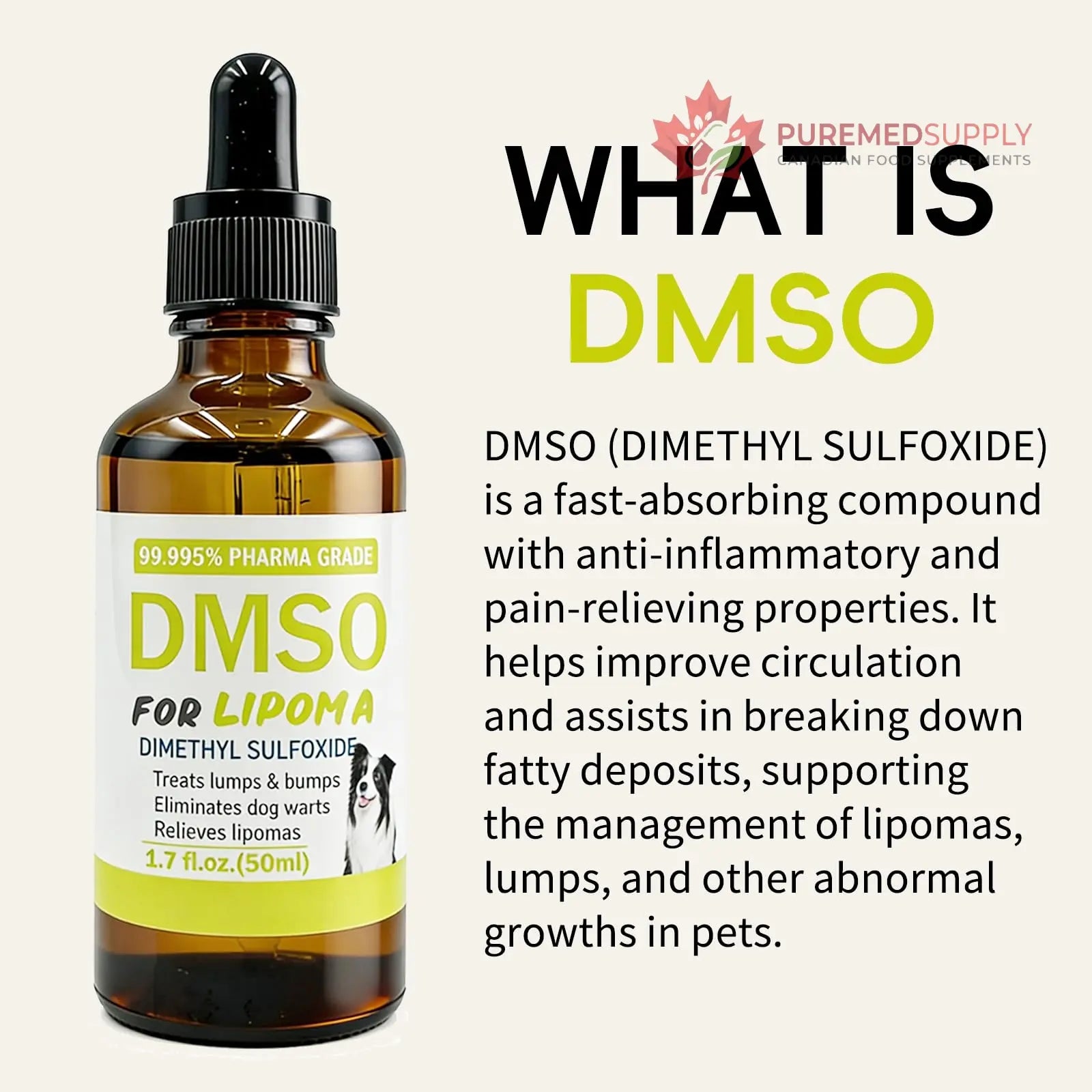 Topical 99.995% DMSO for Dogs Lipoma, Lipoma Treatment for Dogs, Reduce Fatty Lumps and Bumps Inflammation, Swelling, Dog Pain Relief, DMSO in Glass Bottle with Precision Dropper, 1.7 oz Jdicklary buy supplements canada