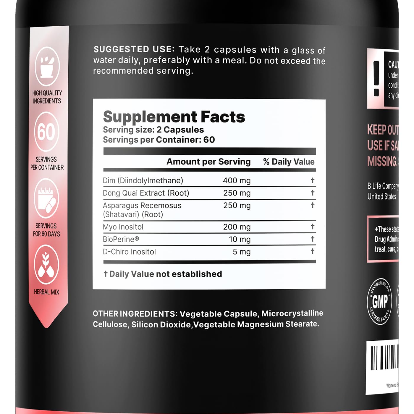 B Life Company DIM Supplement 400 mg with Myo & D-Chiro Inositol, Dong Quai – Hormone Balance for Women – Fertility Supplements – Inositol Supplement - 120 Caps B Life Company buy supplements canada