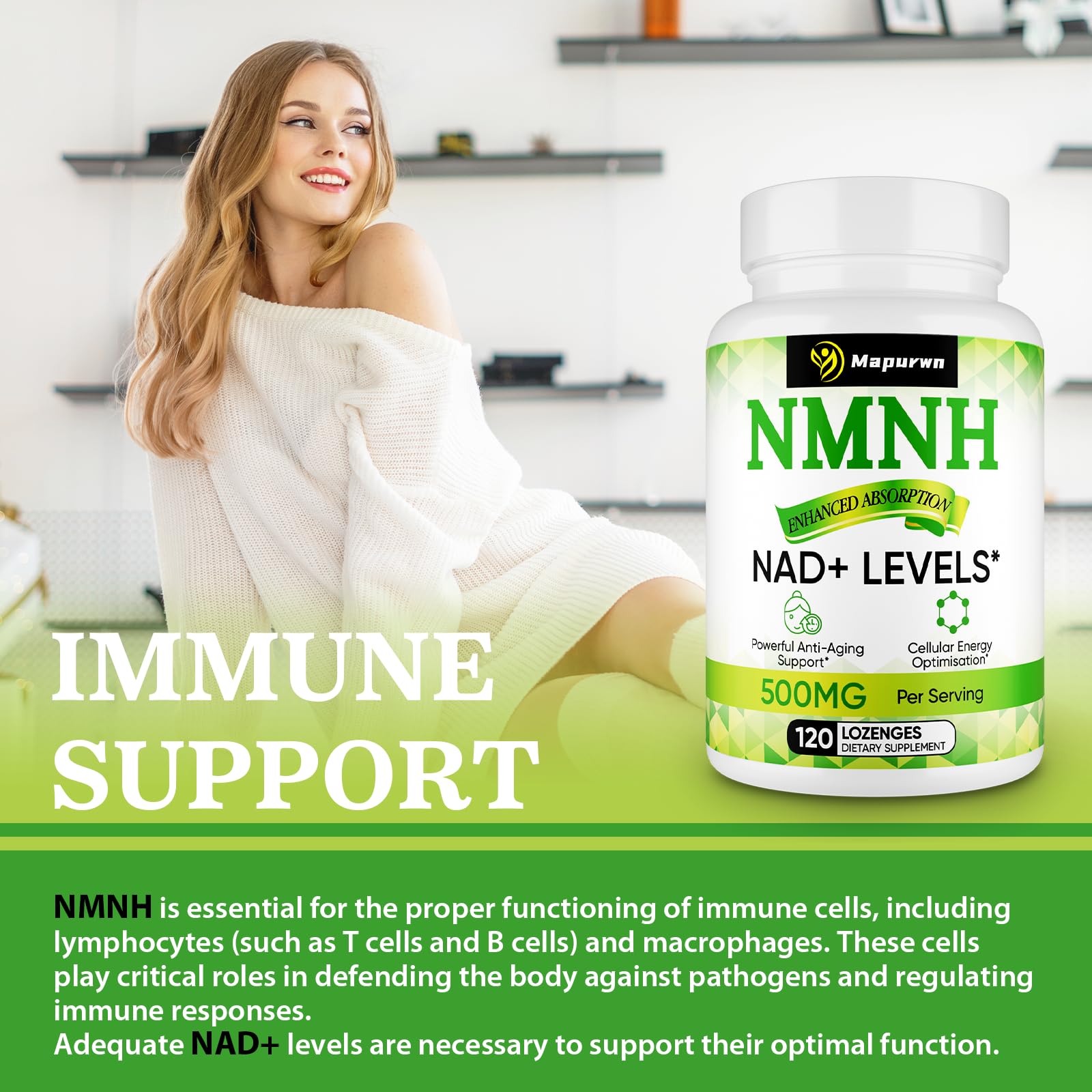 Mapurwn NMNH (Dihydronicotinamide Mononucleotide), NMN Supplement, 500mg per Serving NAD Supplement to Boost NAD+ Levels As We Age for Women & Men, Anti-Aging, Energy, Focus, 120 Count Mapurwn buy supplements canada