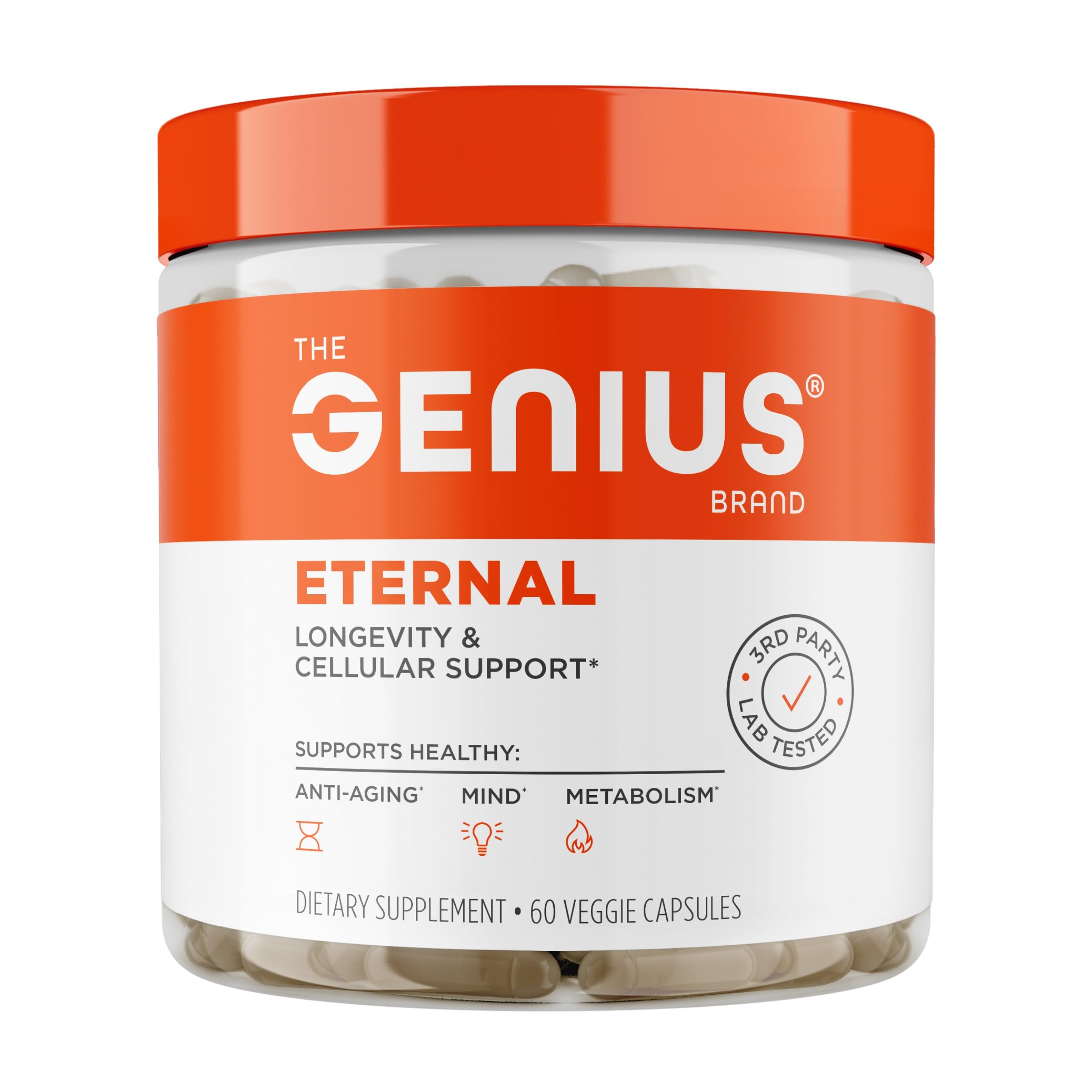 The Genius Brand Genius Eternal - Cellular Repair Supplement for Daily Clarity - Supports Brain Health, Endurance, Energy, Focus, Memory & Vitality - Non-GMO - 60 Veggie Capsules The Genius Brand buy supplements canada