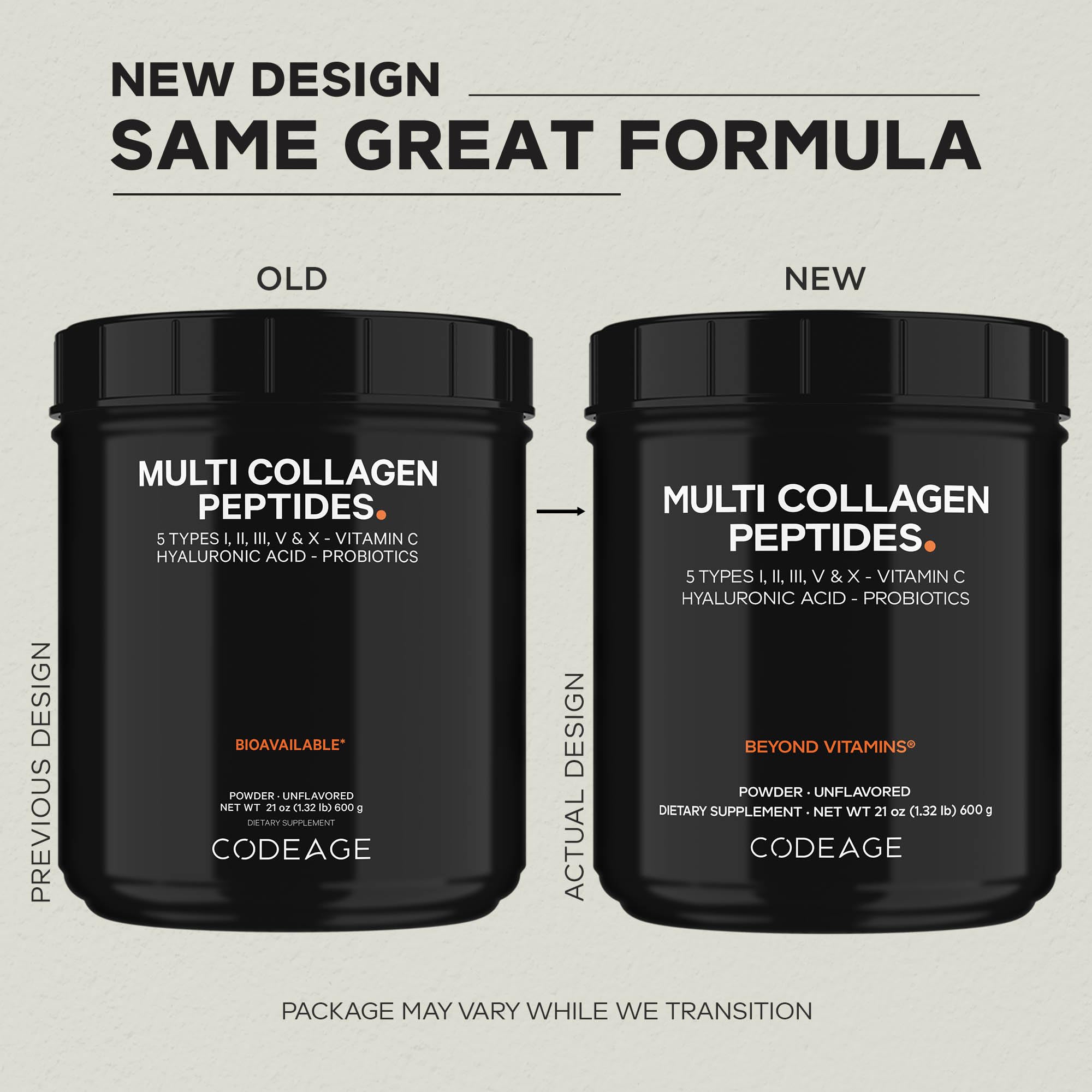 Codeage Multi Collagen Peptides + Probiotics Black Edition, Vitamin C, Hyaluronic Acid Powder Supplement, Grass-Fed, Pasture-Raised, Hydrolyzed, Zero Carbs, Type I, II, III, V & X, Unflavored, 21oz Codeage buy supplements canada
