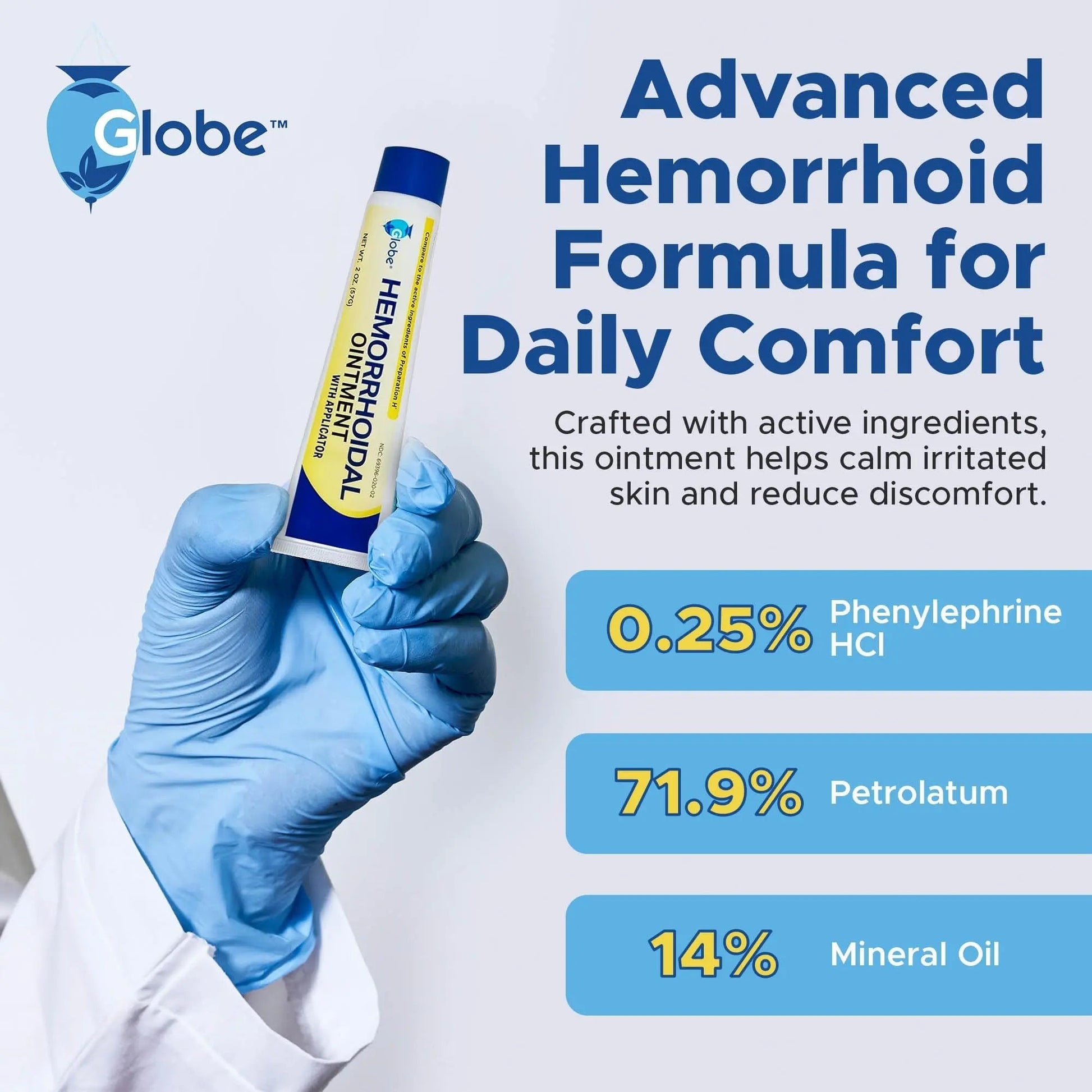Globe Hemorrhoidal Ointment w/ Applicator, Phenylephrine HCl, Petrolatum Mineral Oil, Maximum Strength Formula for Burning, Discomfort & Itching, 2 oz Hemorrhoidal Ointment buy supplements canada