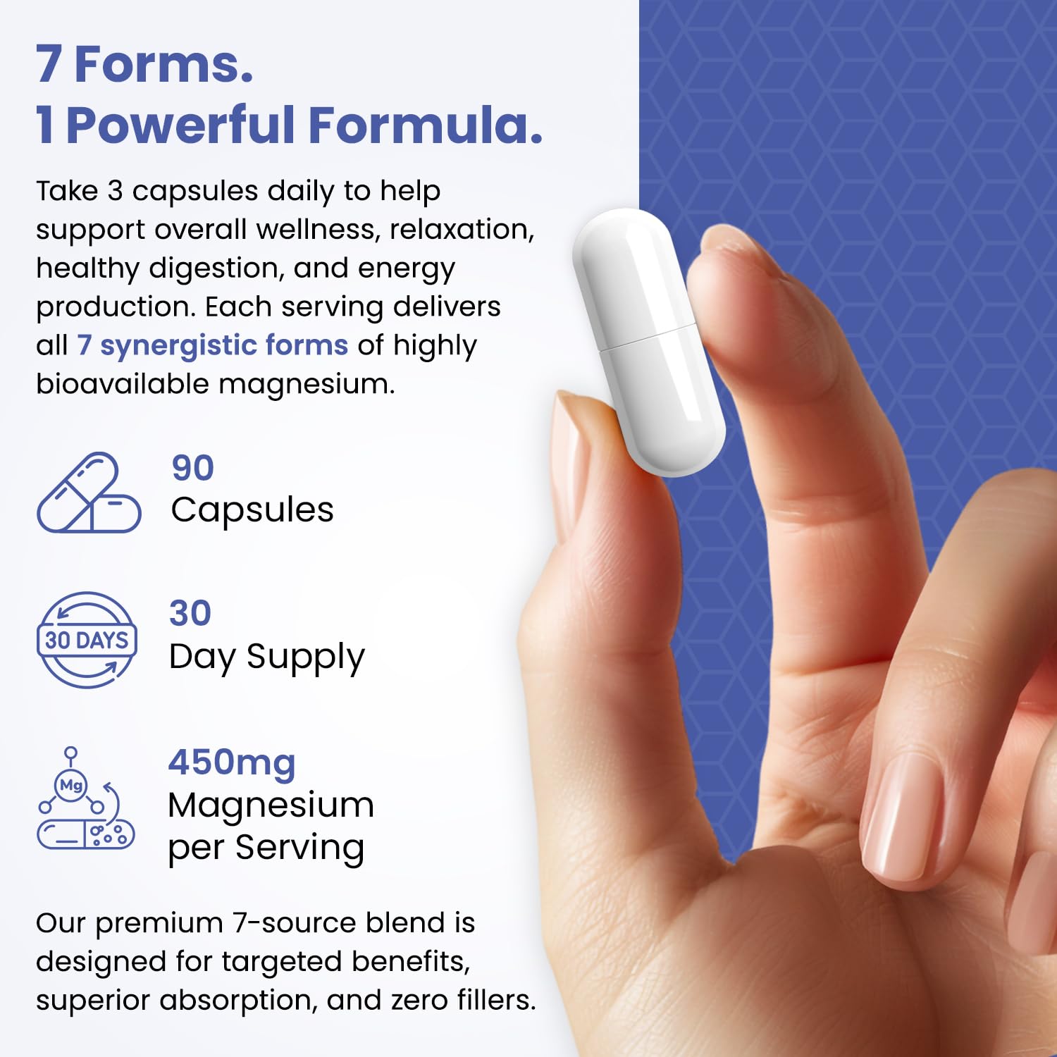 Magnesium Complex for Sleep, Relaxation, Digestion & Calm – Magnesium Glycinate, Citrate, Bisglycinate, Carbonate, Malate, Orotate, Taurate, + Humic/Fulvic for High Absorption - 90 ct. VITAMIZED buy supplements canada