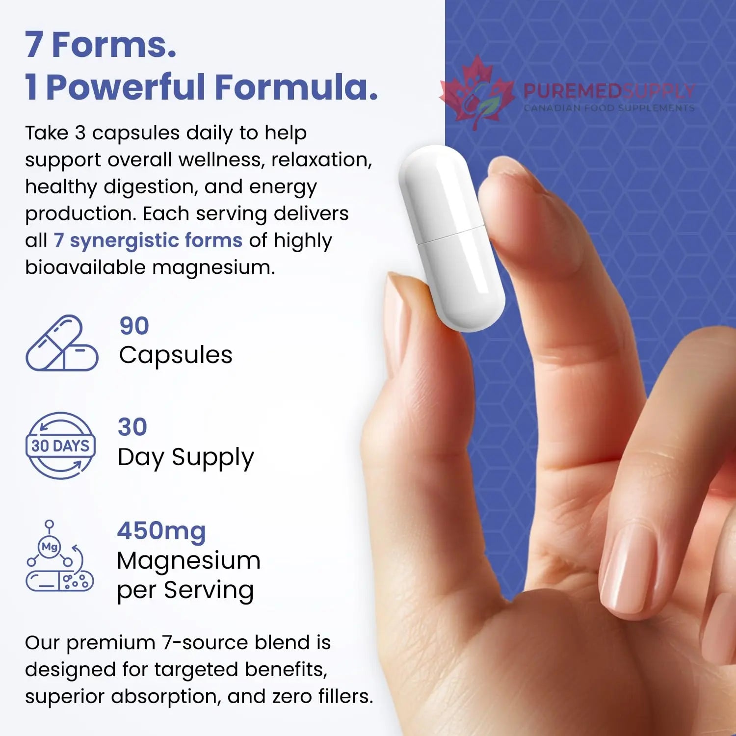 Magnesium Complex for Sleep, Relaxation, Digestion & Calm – Magnesium Glycinate, Citrate, Bisglycinate, Carbonate, Malate, Orotate, Taurate, + Humic/Fulvic for High Absorption - 90 ct. VITAMIZED buy supplements canada
